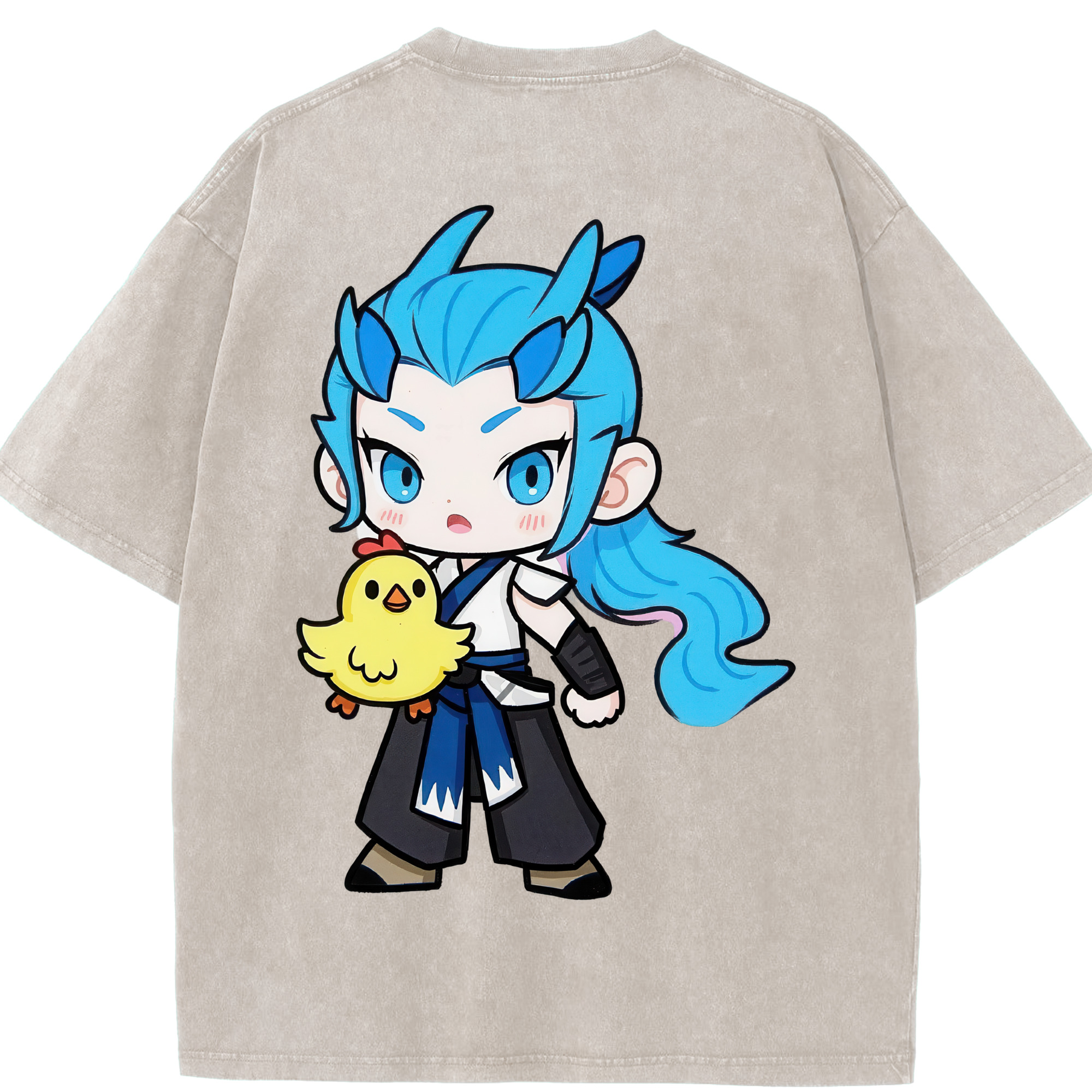 （画像用） Ne Zha 2 ナタ 魔童の大暴れ 綿100% ヴィンテージ風 半袖Tシャツ（背面プリント）