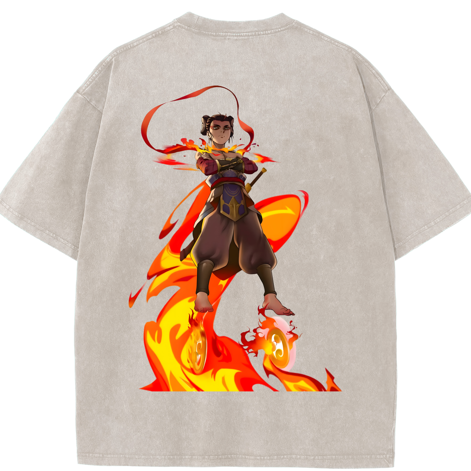 （画像用） Ne Zha 2 ナタ 魔童の大暴れ 綿100% ヴィンテージ風 半袖Tシャツ（背面プリント）