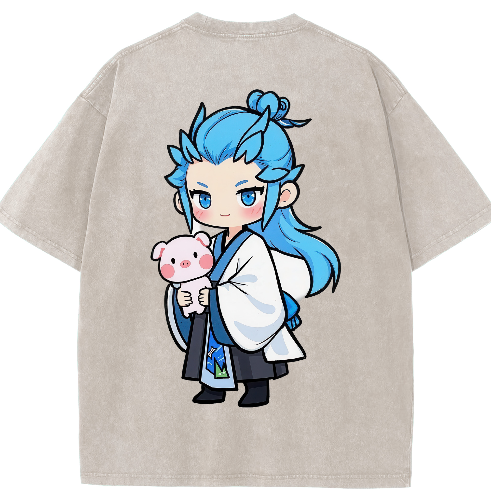 （画像用） Ne Zha 2 ナタ 魔童の大暴れ 綿100% ヴィンテージ風 半袖Tシャツ（背面プリント）