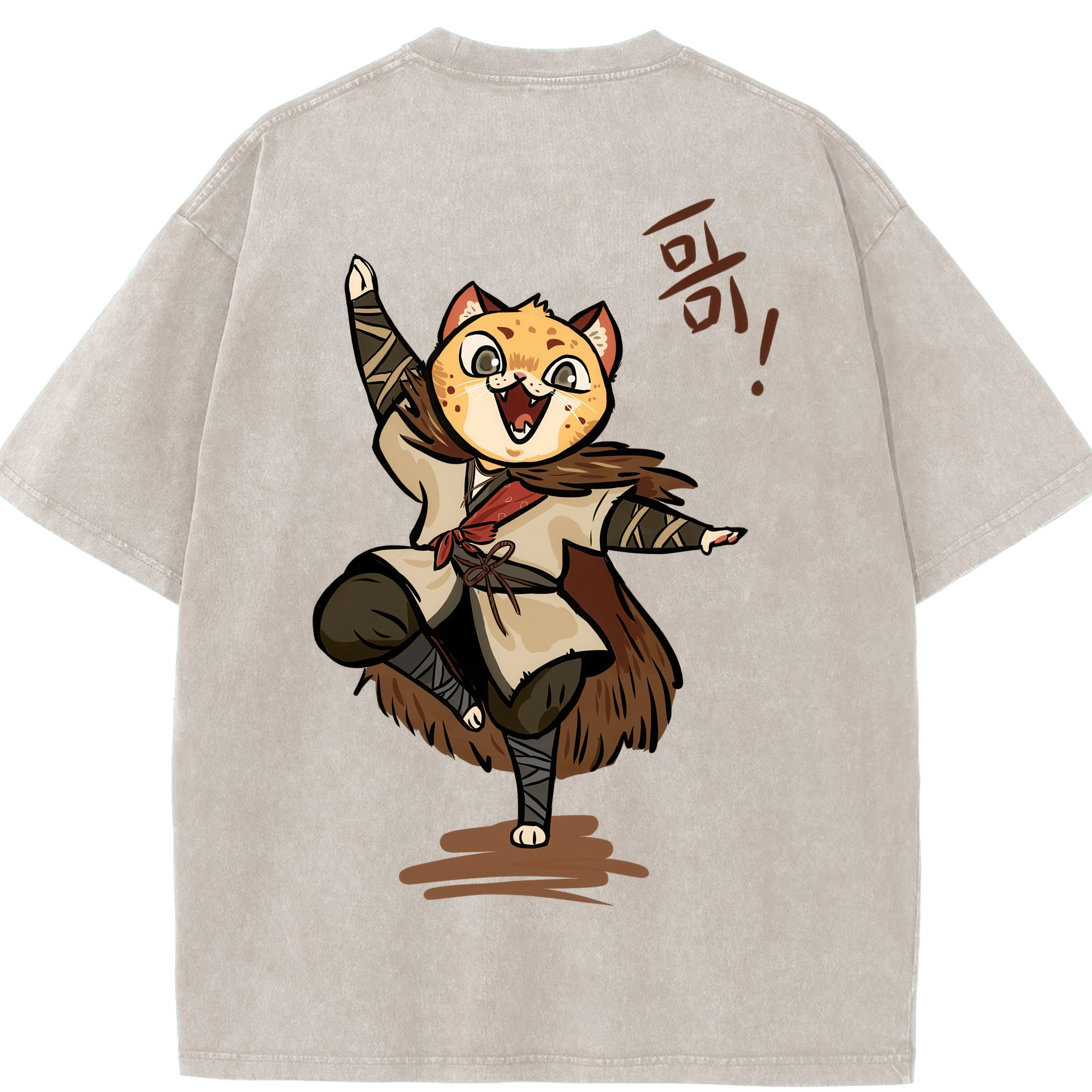 （画像用） Ne Zha 2 ナタ 魔童の大暴れ 綿100% ヴィンテージ風 半袖Tシャツ（背面プリント）
