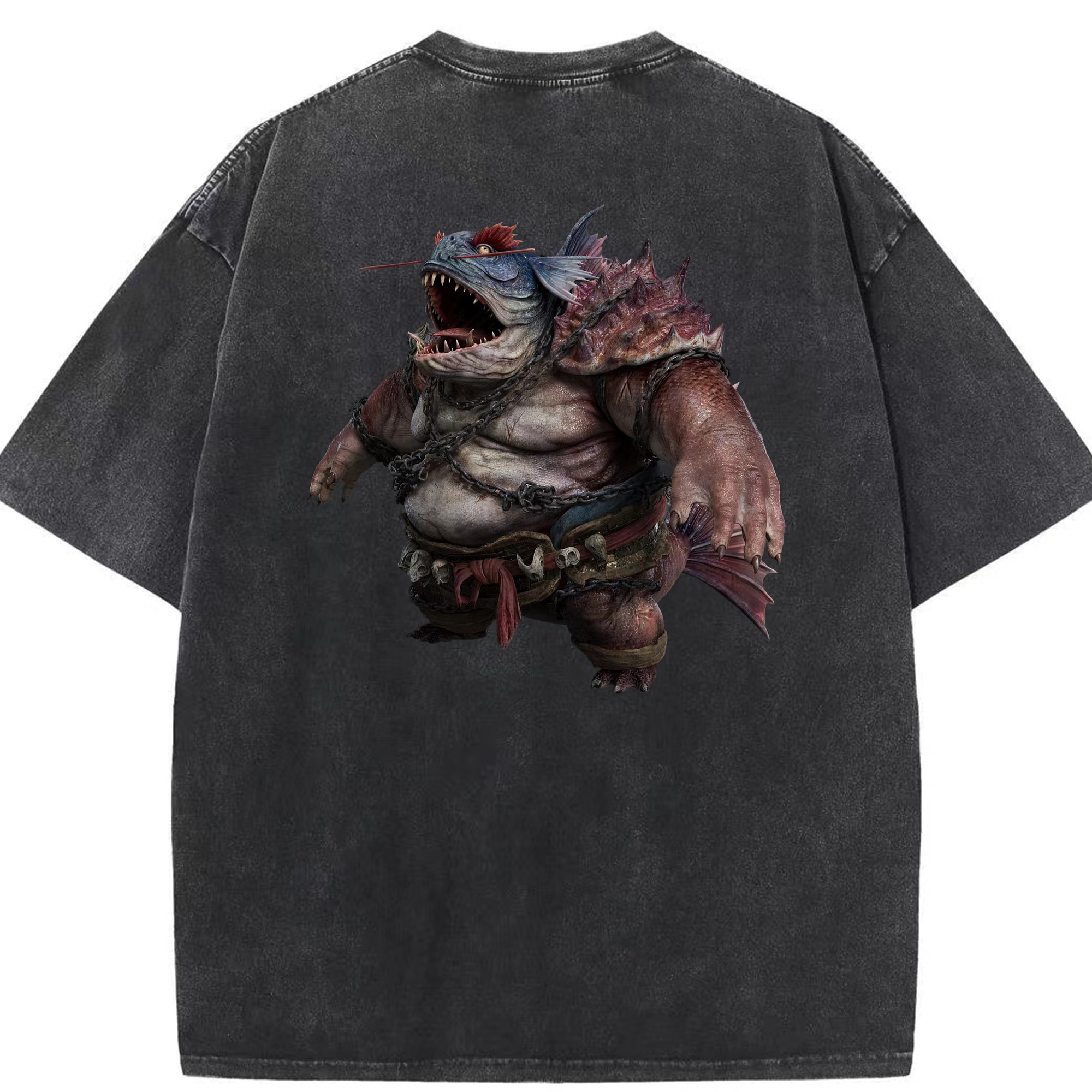 （画像用） Ne Zha 2 ナタ 魔童の大暴れ 綿100% ヴィンテージ風 半袖Tシャツ（背面プリント）