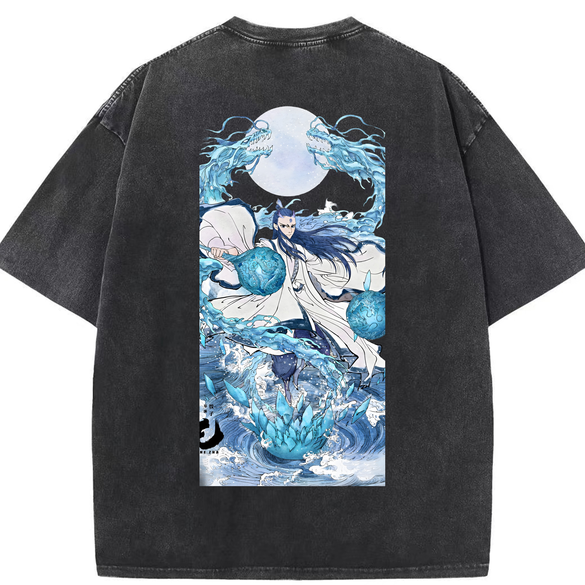 （画像用） Ne Zha 2 ナタ 魔童の大暴れ 綿100% ヴィンテージ風 半袖Tシャツ（背面プリント）
