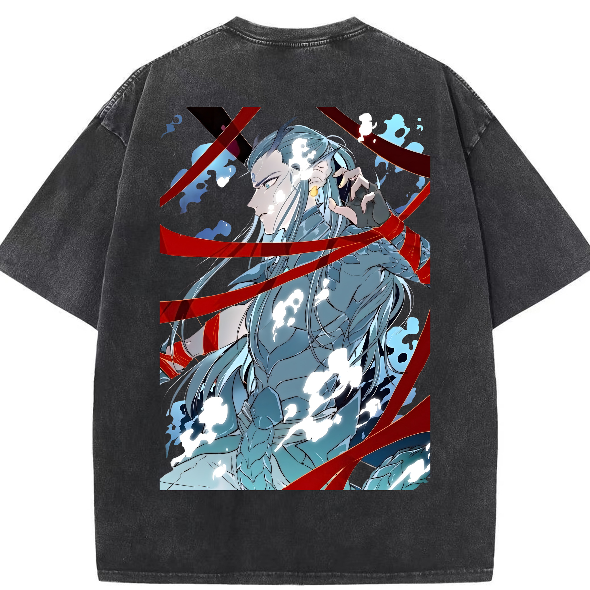 （画像用） Ne Zha 2 ナタ 魔童の大暴れ 綿100% ヴィンテージ風 半袖Tシャツ（背面プリント）