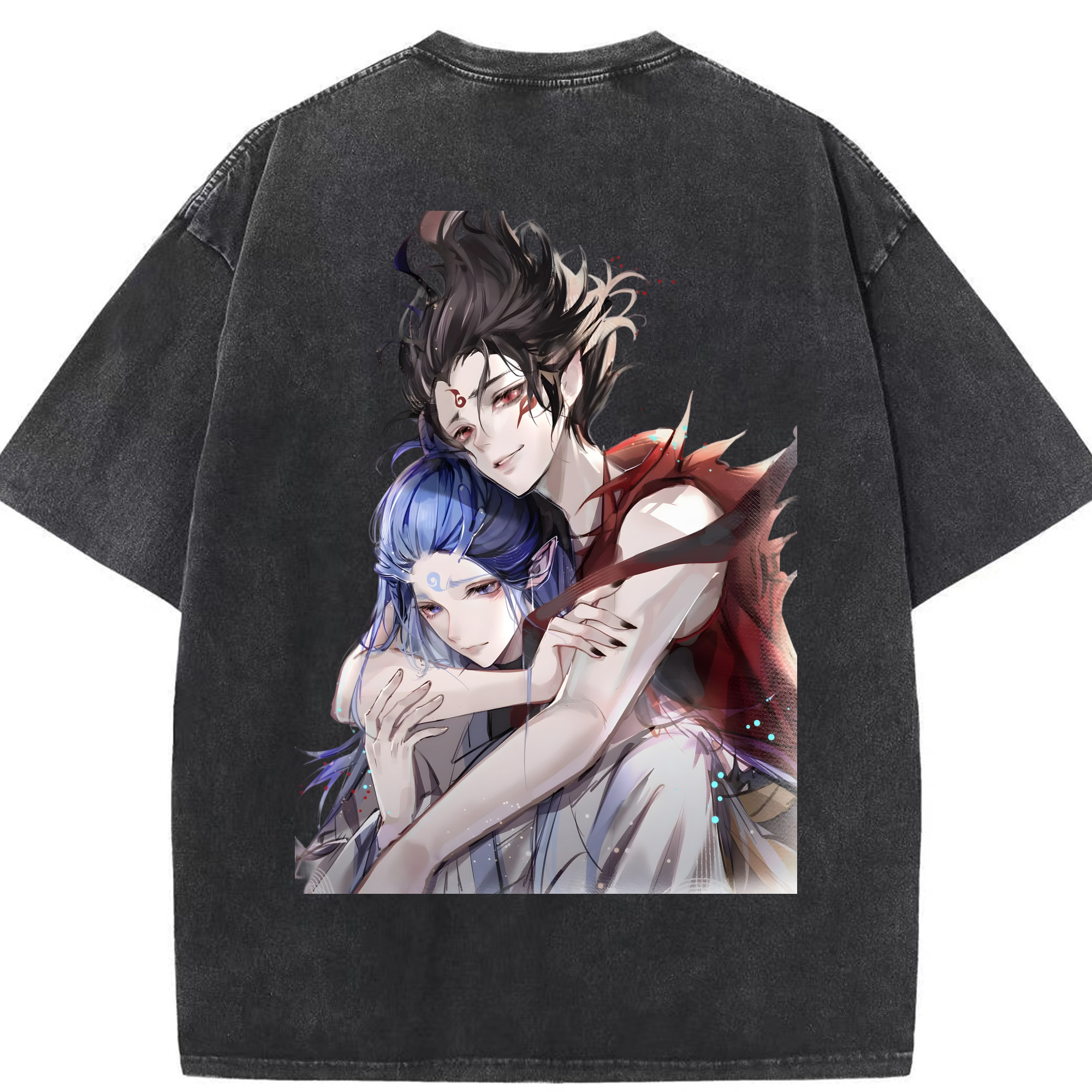 （画像用） Ne Zha 2 ナタ 魔童の大暴れ 綿100% ヴィンテージ風 半袖Tシャツ（背面プリント）