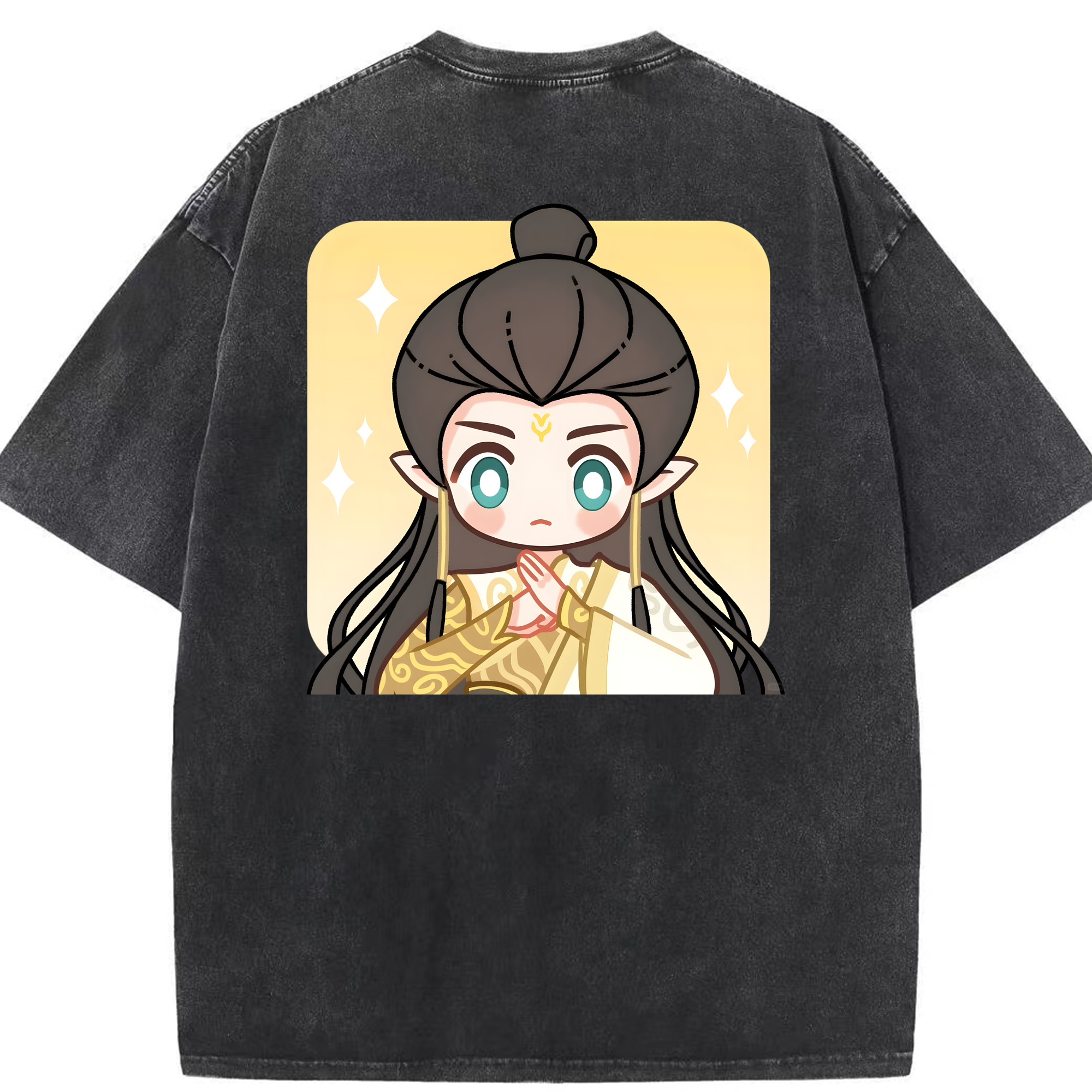 （画像用） Ne Zha 2 ナタ 魔童の大暴れ 綿100% ヴィンテージ風 半袖Tシャツ（背面プリント）