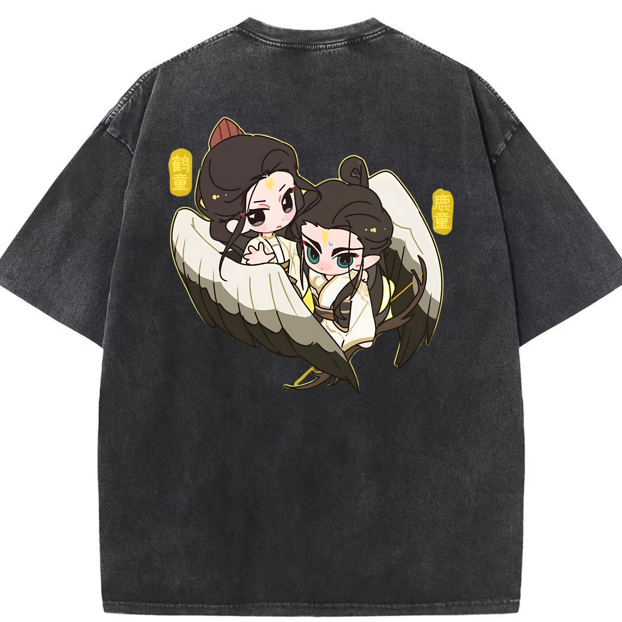 （画像用） Ne Zha 2 ナタ 魔童の大暴れ 綿100% ヴィンテージ風 半袖Tシャツ（背面プリント）