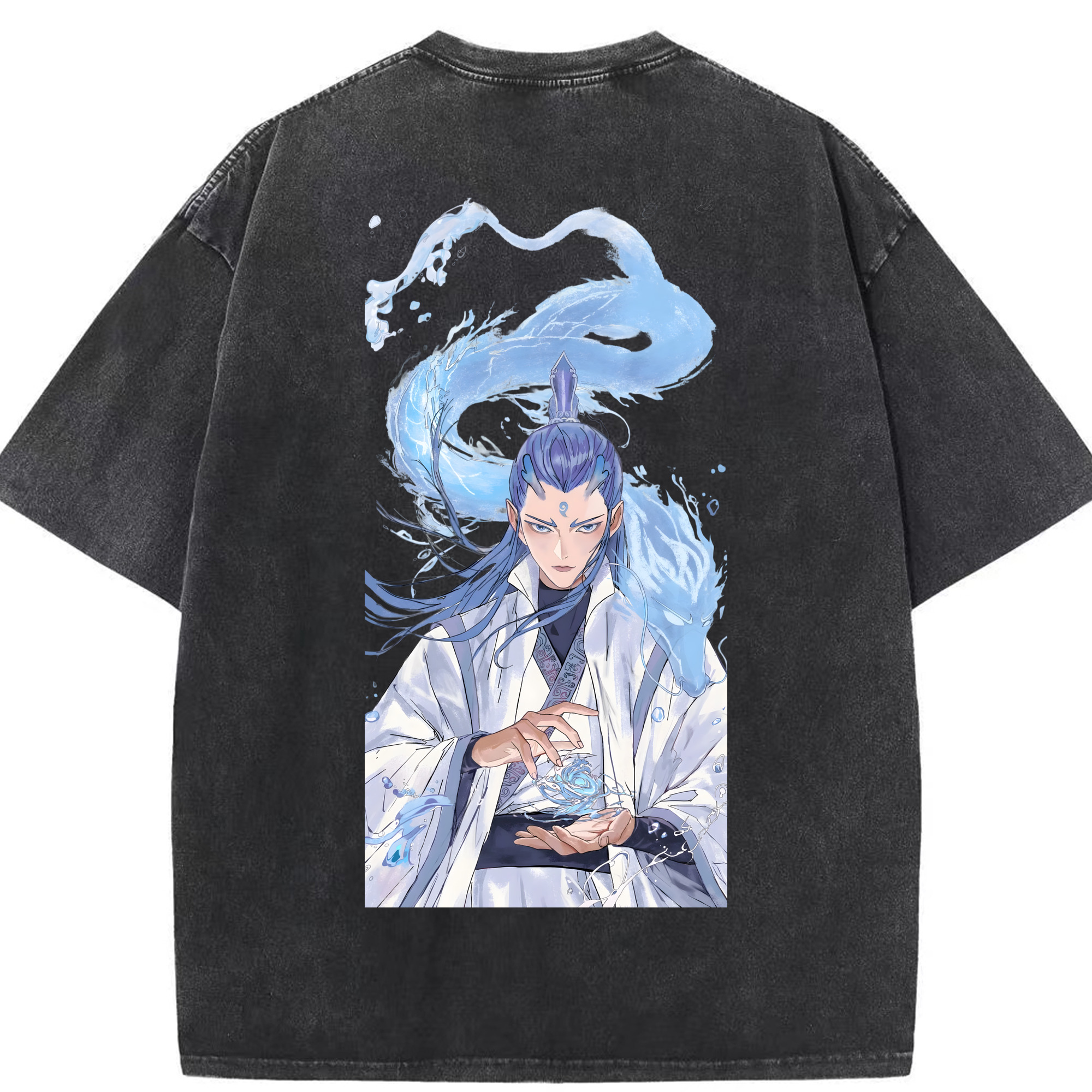 （画像用） Ne Zha 2 ナタ 魔童の大暴れ 綿100% ヴィンテージ風 半袖Tシャツ（背面プリント）