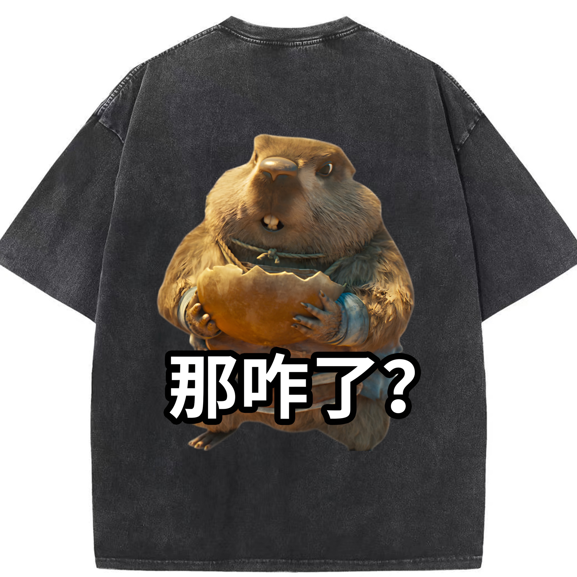 （画像用） Ne Zha 2 ナタ 魔童の大暴れ 綿100% ヴィンテージ風 半袖Tシャツ（背面プリント）
