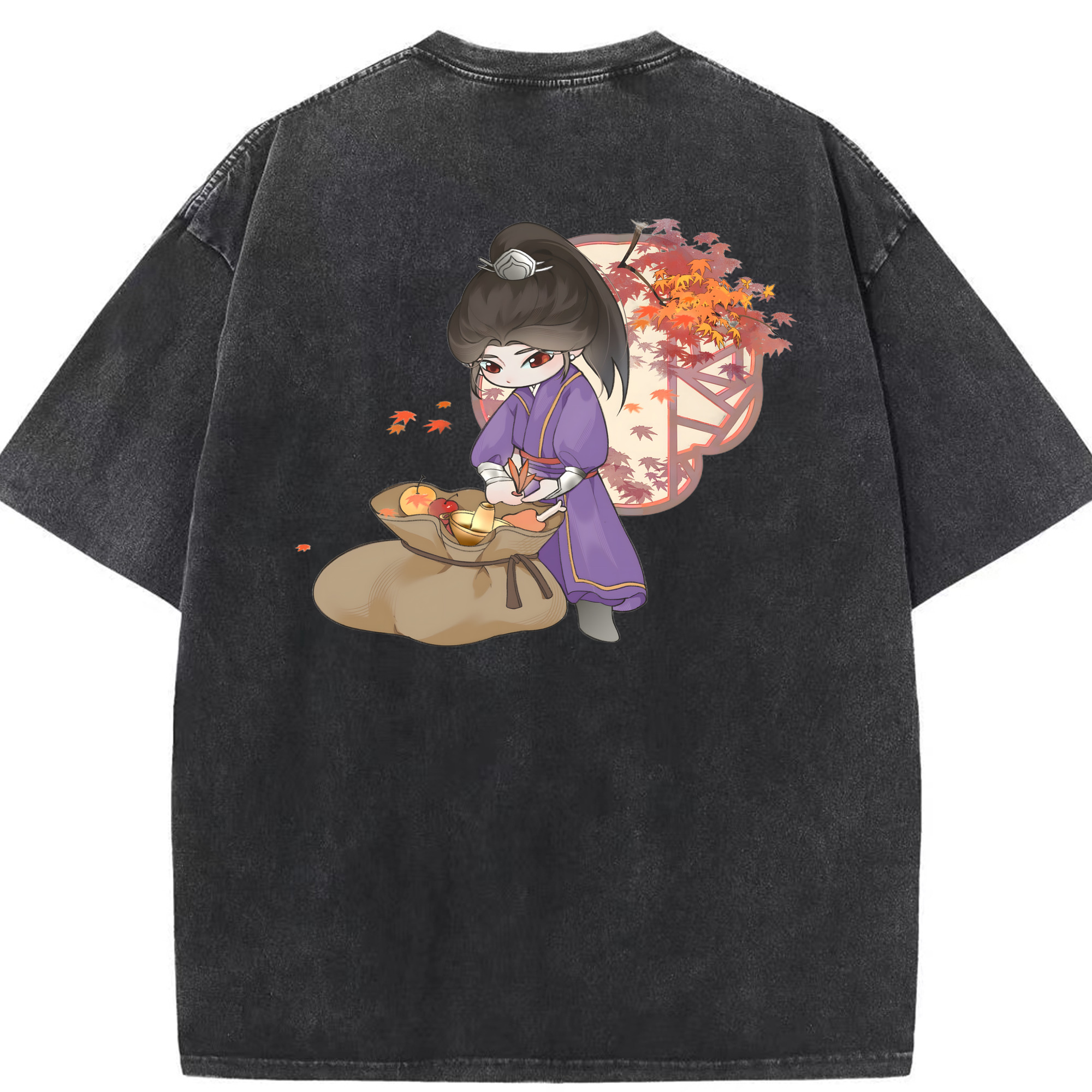 （画像用） Ne Zha 2 ナタ 魔童の大暴れ 綿100% ヴィンテージ風 半袖Tシャツ（背面プリント）