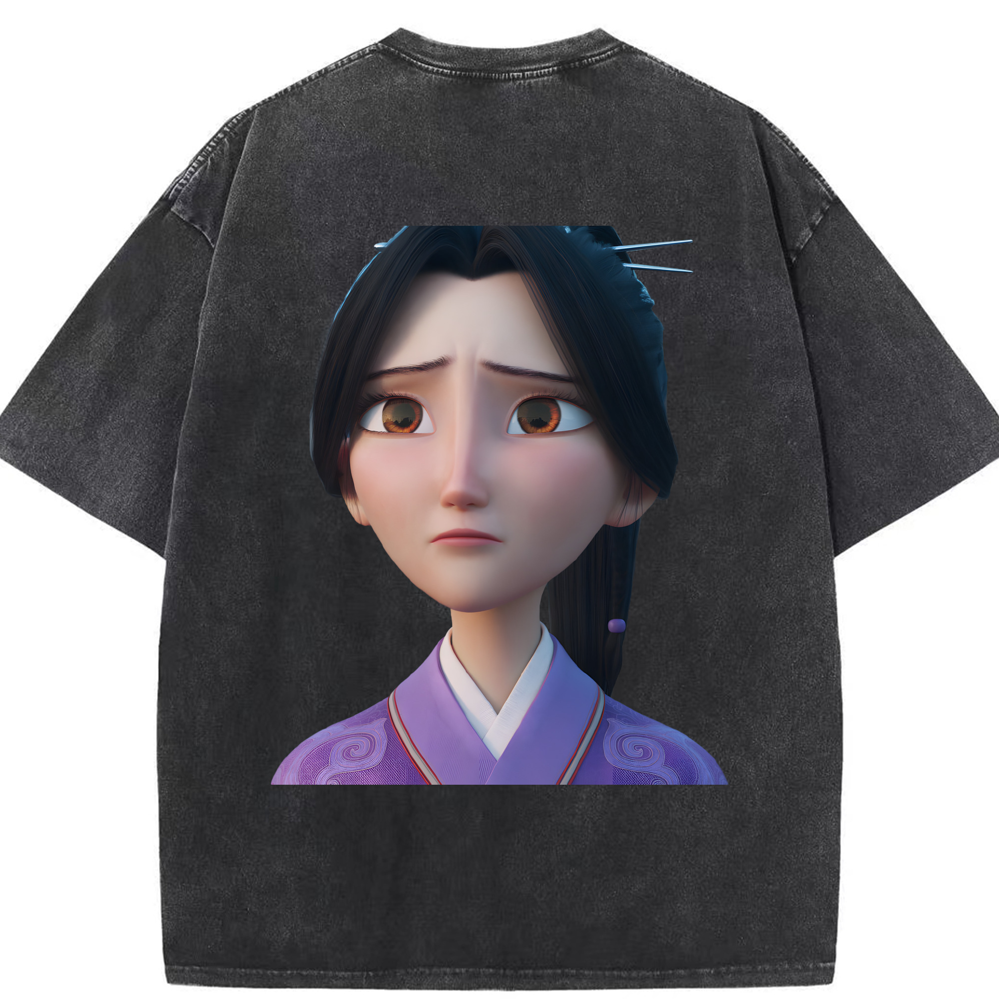 （画像用） Ne Zha 2 ナタ 魔童の大暴れ 綿100% ヴィンテージ風 半袖Tシャツ（背面プリント）