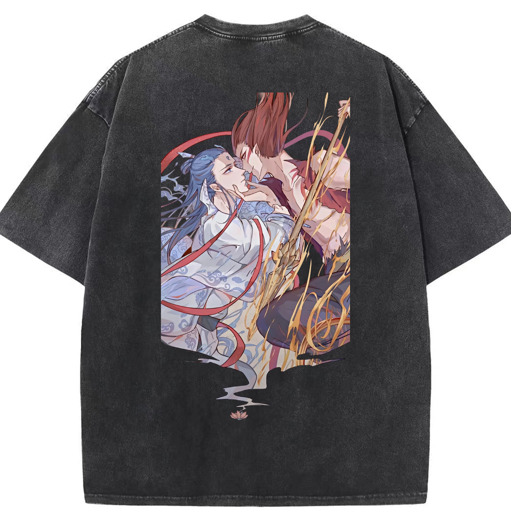 （画像用） Ne Zha 2 ナタ 魔童の大暴れ 綿100% ヴィンテージ風 半袖Tシャツ（背面プリント）
