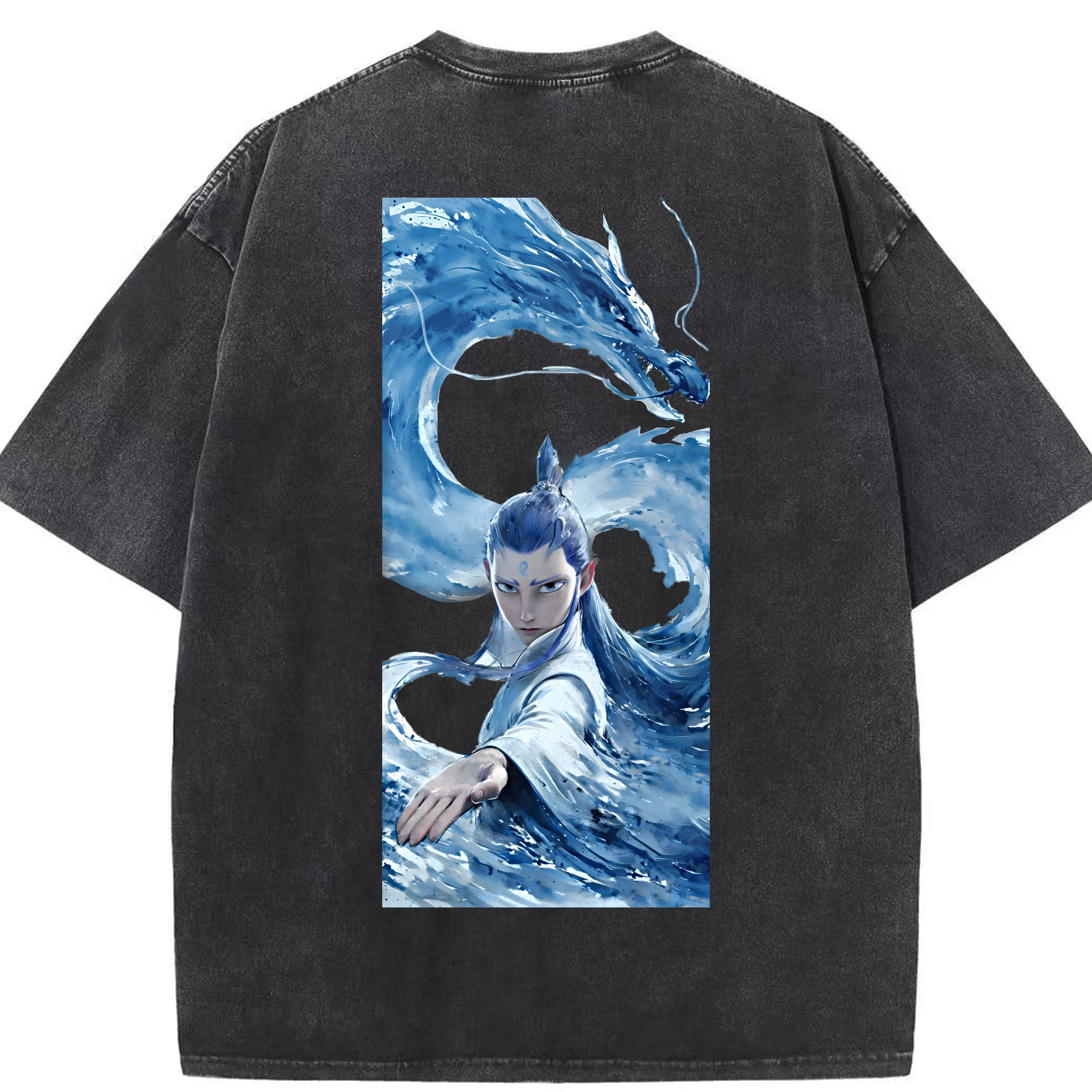 （画像用） Ne Zha 2 ナタ 魔童の大暴れ 綿100% ヴィンテージ風 半袖Tシャツ（背面プリント）