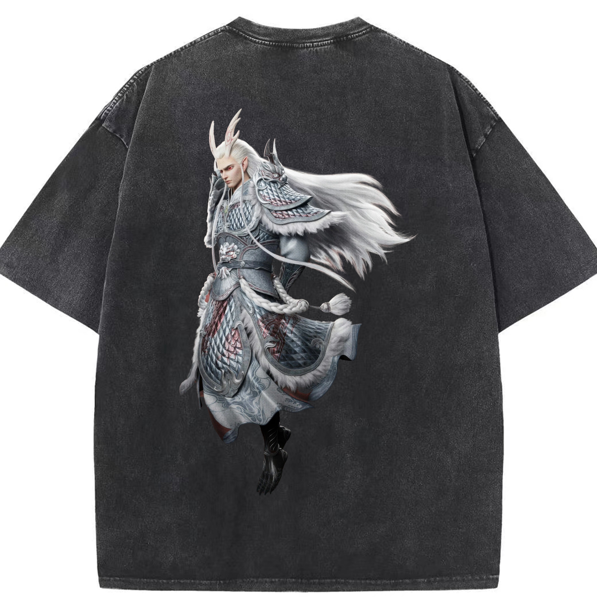 （画像用） Ne Zha 2 ナタ 魔童の大暴れ 綿100% ヴィンテージ風 半袖Tシャツ（背面プリント）