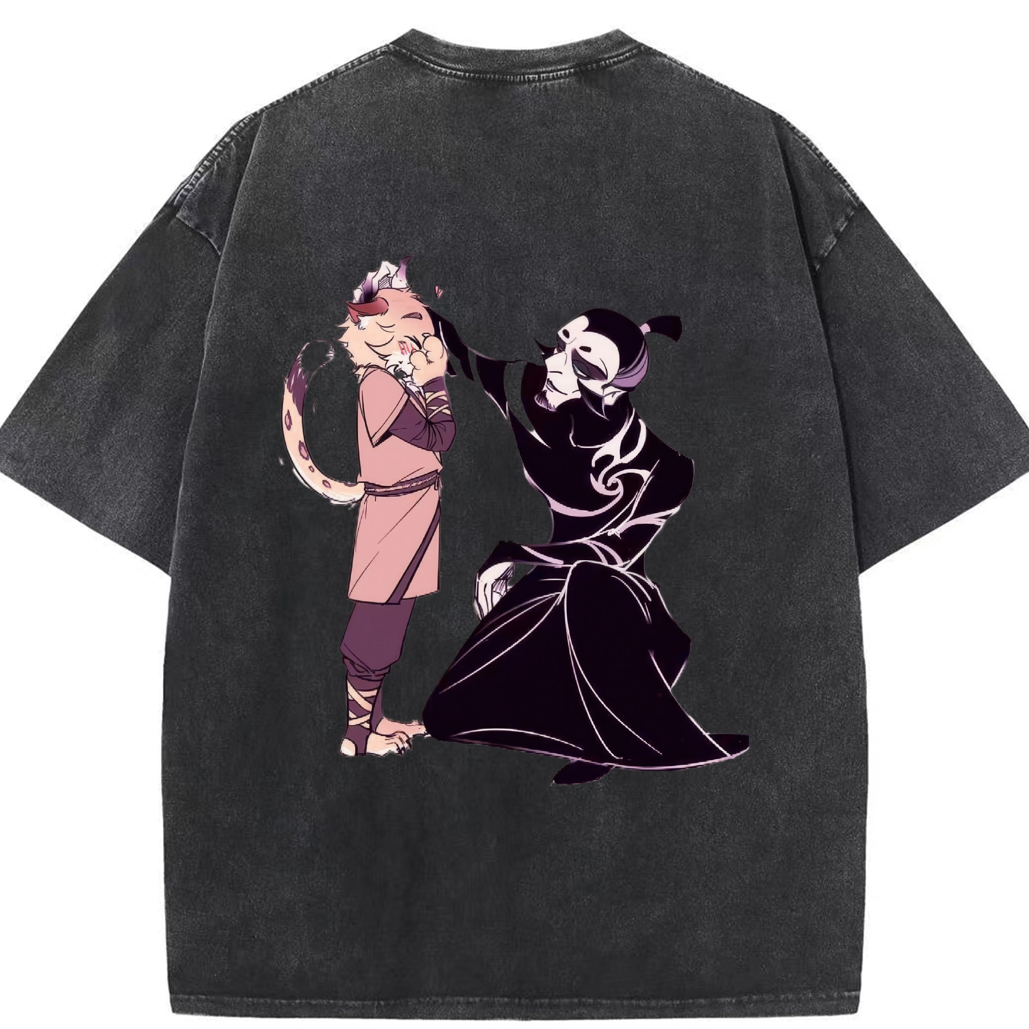 （画像用） Ne Zha 2 ナタ 魔童の大暴れ 綿100% ヴィンテージ風 半袖Tシャツ（背面プリント）