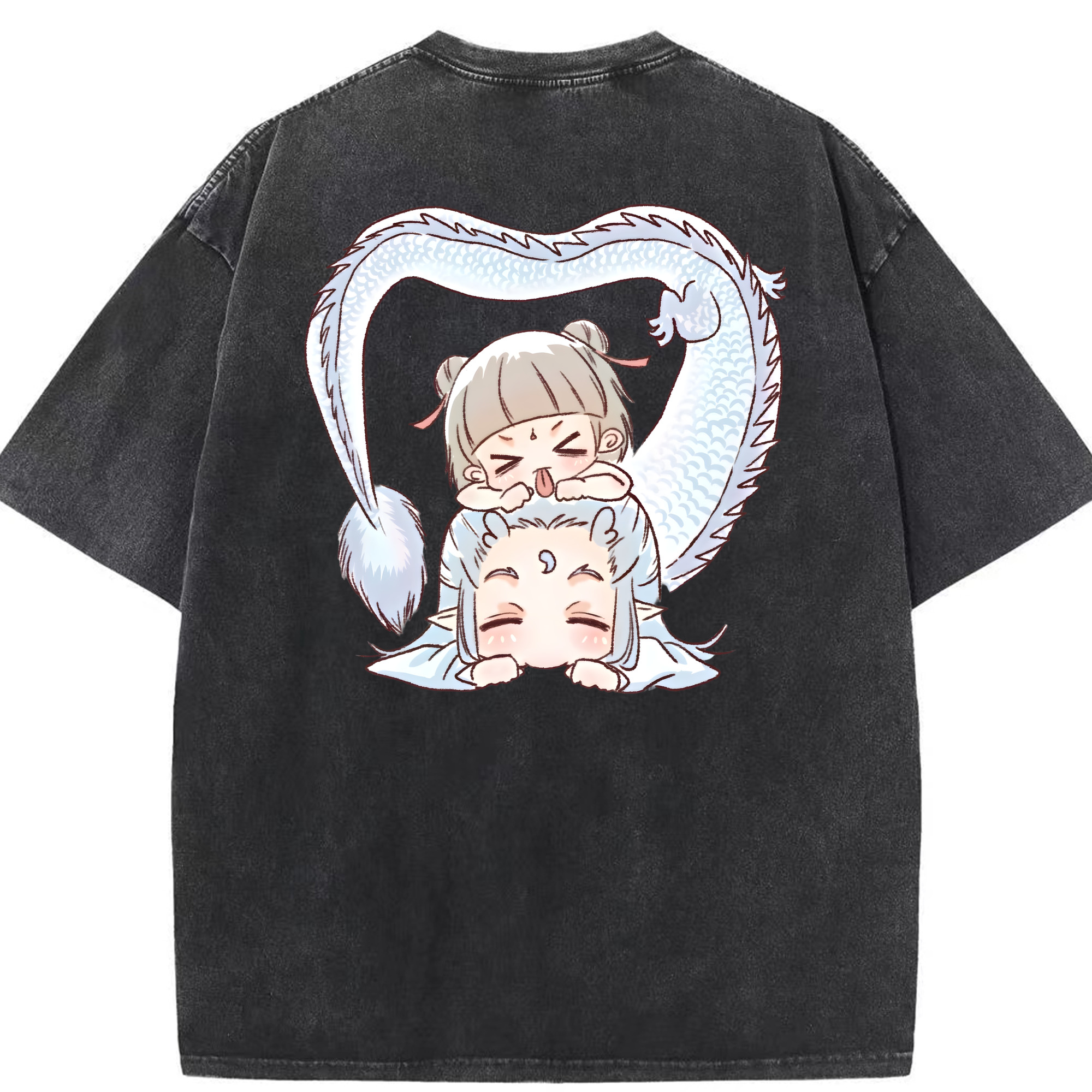 （画像用） Ne Zha 2 ナタ 魔童の大暴れ 綿100% ヴィンテージ風 半袖Tシャツ（背面プリント）