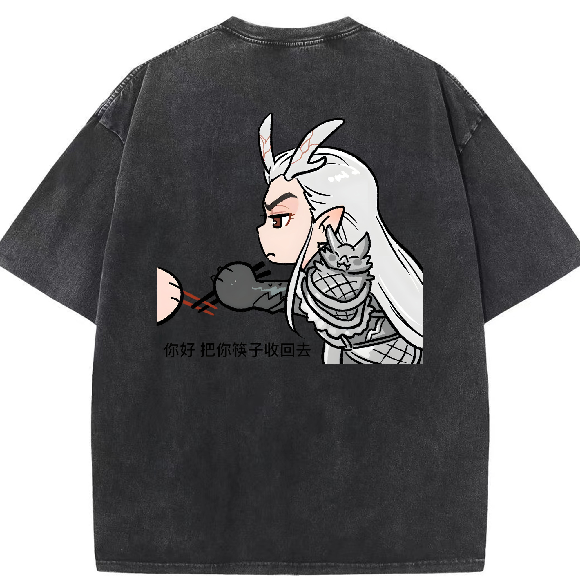 （画像用） Ne Zha 2 ナタ 魔童の大暴れ 綿100% ヴィンテージ風 半袖Tシャツ（背面プリント）