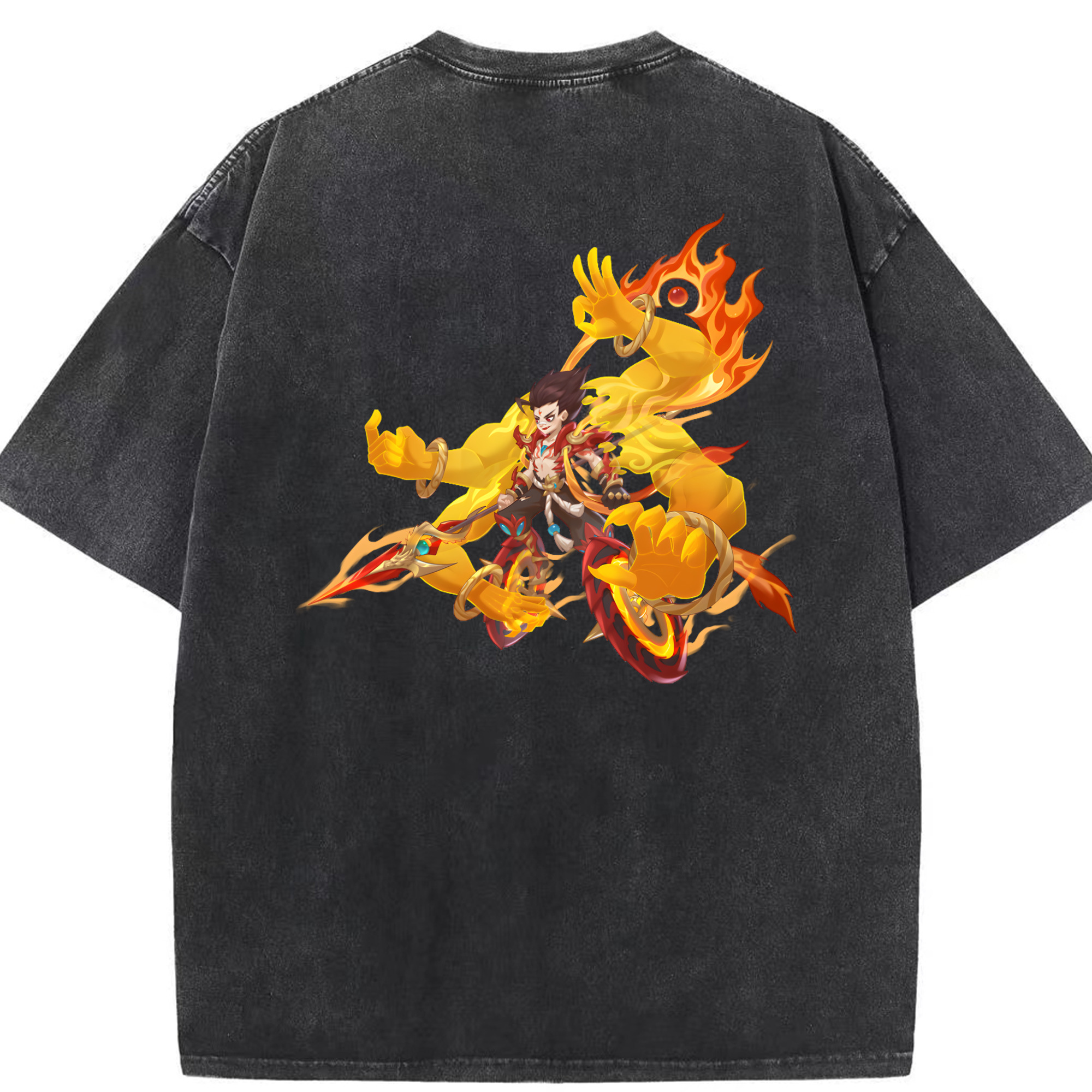 （画像用） Ne Zha 2 ナタ 魔童の大暴れ 綿100% ヴィンテージ風 半袖Tシャツ（背面プリント）