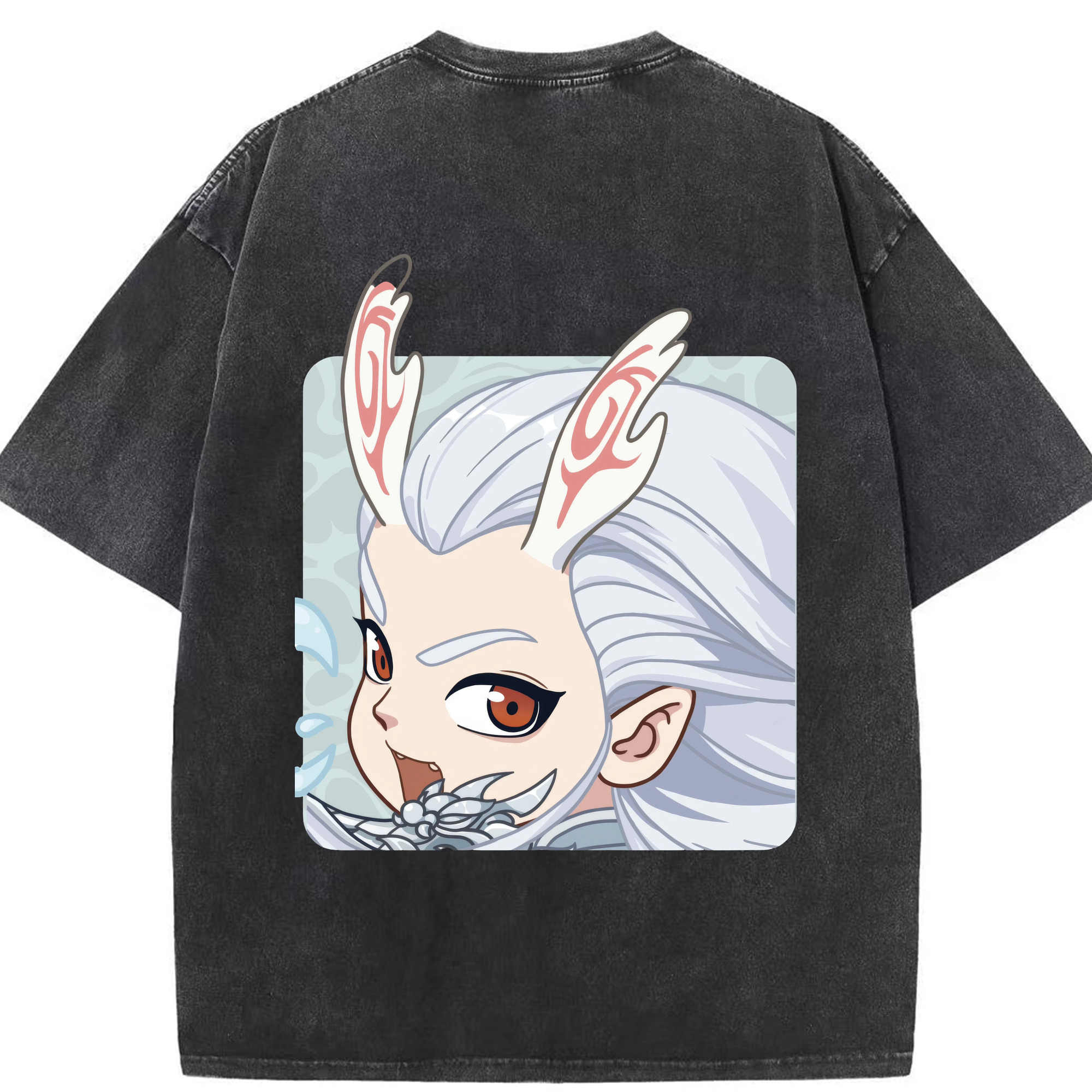 （画像用） Ne Zha 2 ナタ 魔童の大暴れ 綿100% ヴィンテージ風 半袖Tシャツ（背面プリント）