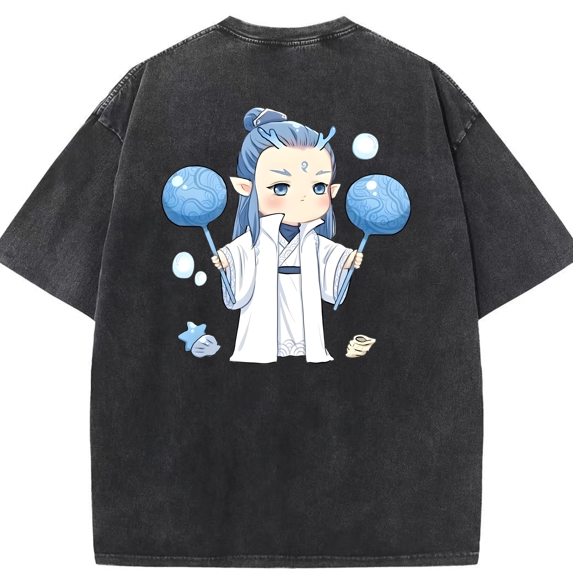 （画像用） Ne Zha 2 ナタ 魔童の大暴れ 綿100% ヴィンテージ風 半袖Tシャツ（背面プリント）