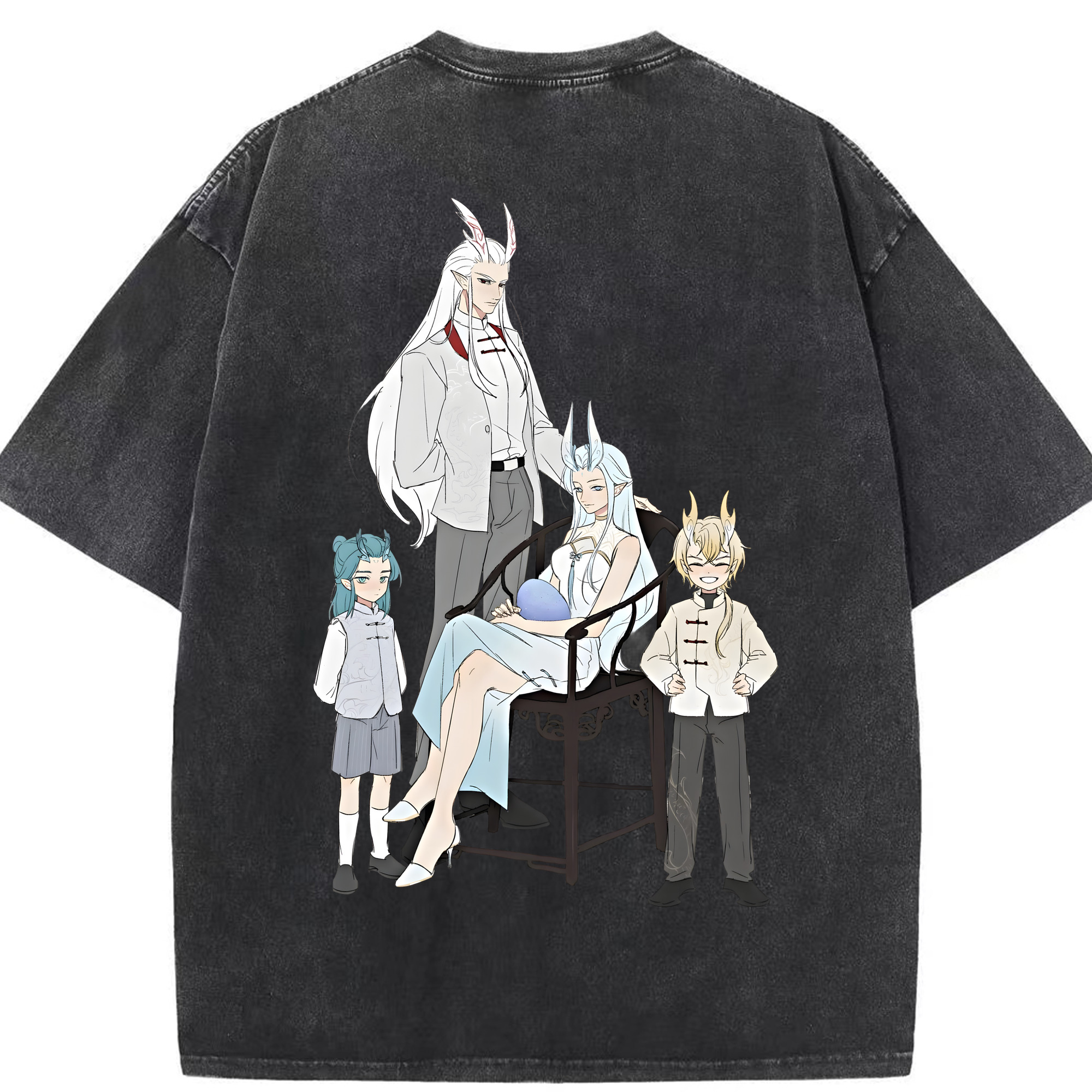 （画像用） Ne Zha 2 ナタ 魔童の大暴れ 綿100% ヴィンテージ風 半袖Tシャツ（背面プリント）