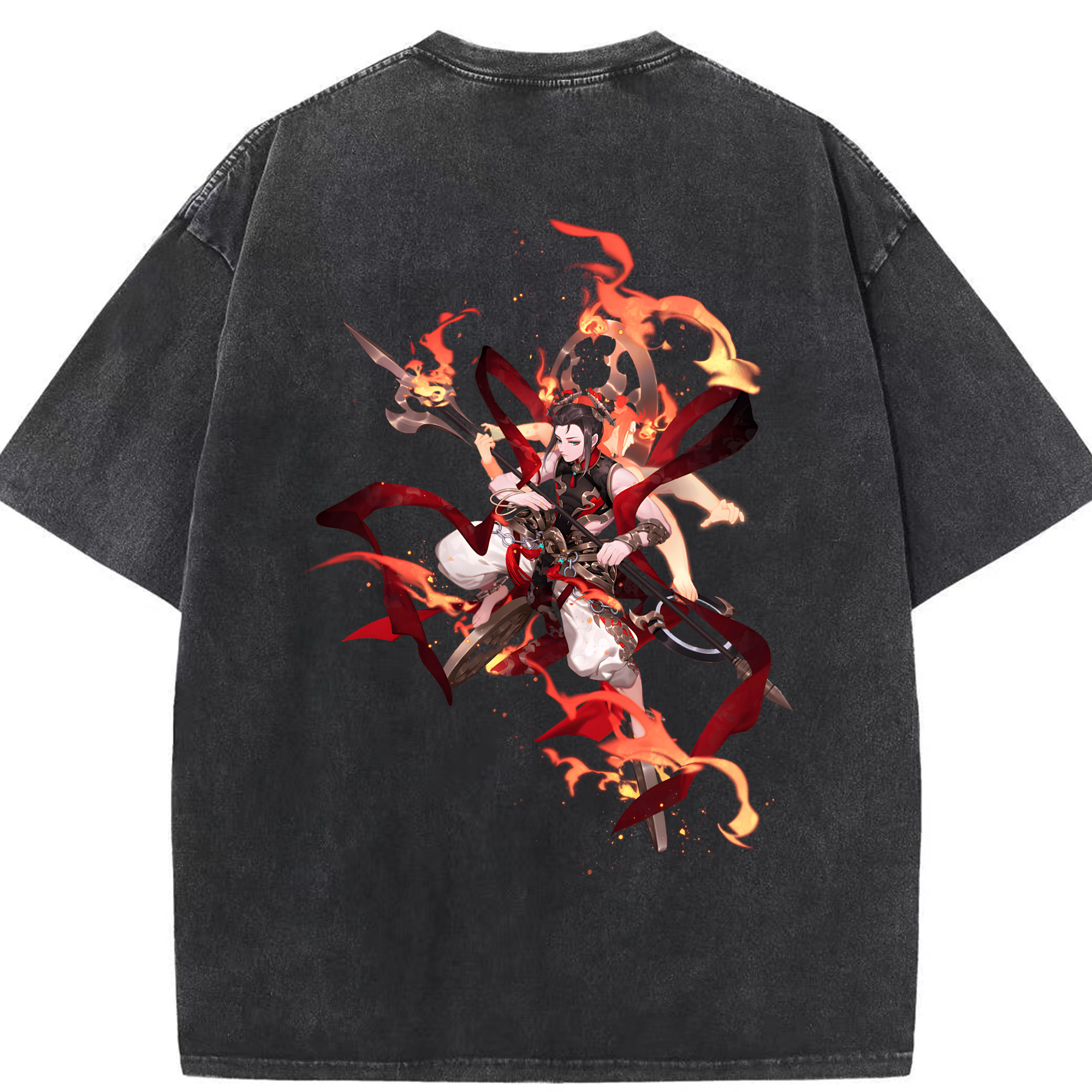 （画像用） Ne Zha 2 ナタ 魔童の大暴れ 綿100% ヴィンテージ風 半袖Tシャツ（背面プリント）