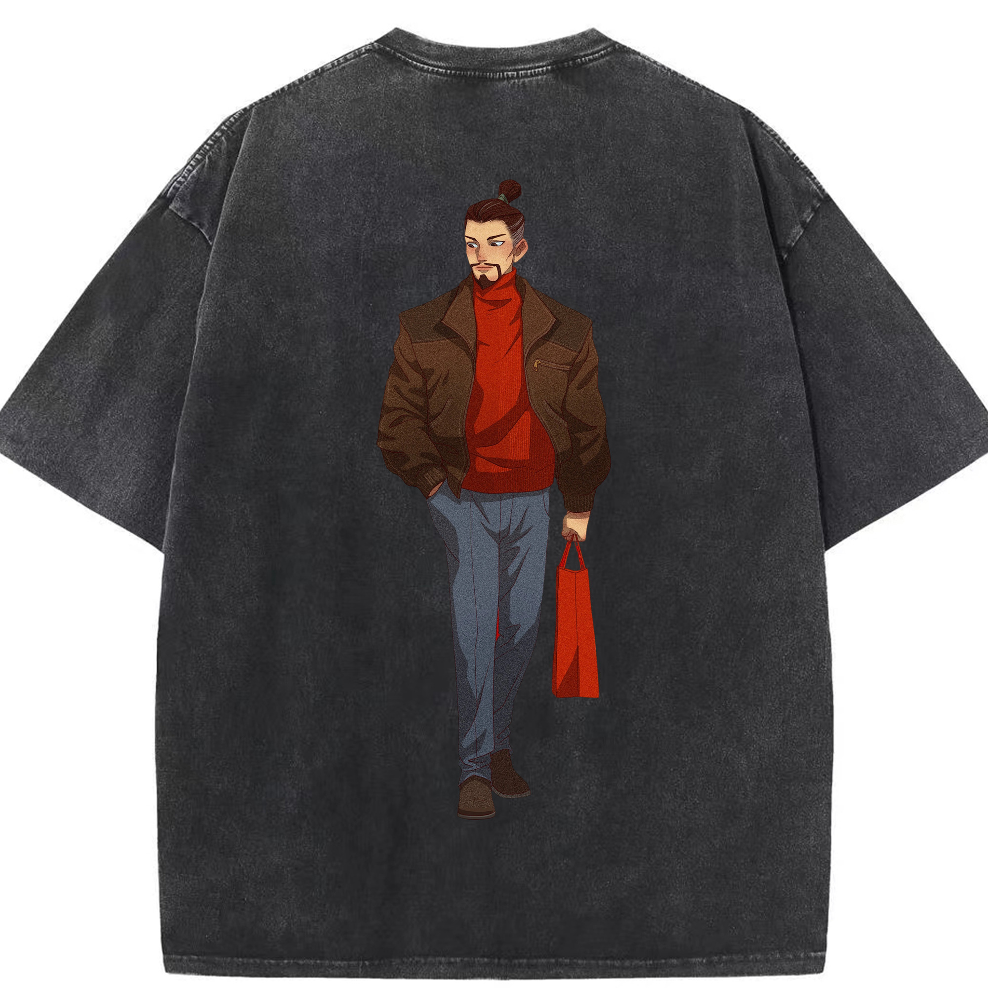 （画像用） Ne Zha 2 ナタ 魔童の大暴れ 綿100% ヴィンテージ風 半袖Tシャツ（背面プリント）