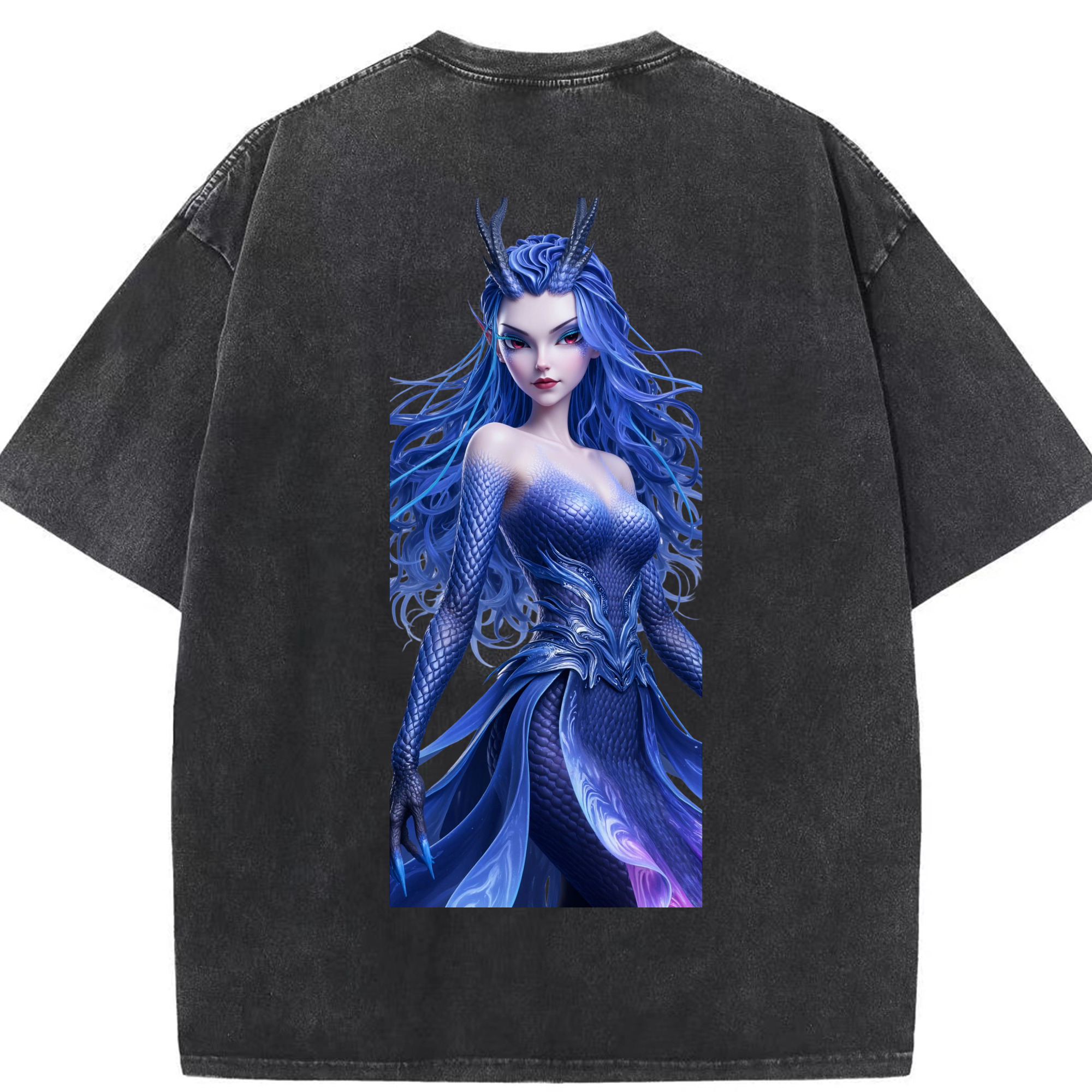 （画像用） Ne Zha 2 ナタ 魔童の大暴れ 綿100% ヴィンテージ風 半袖Tシャツ（背面プリント）