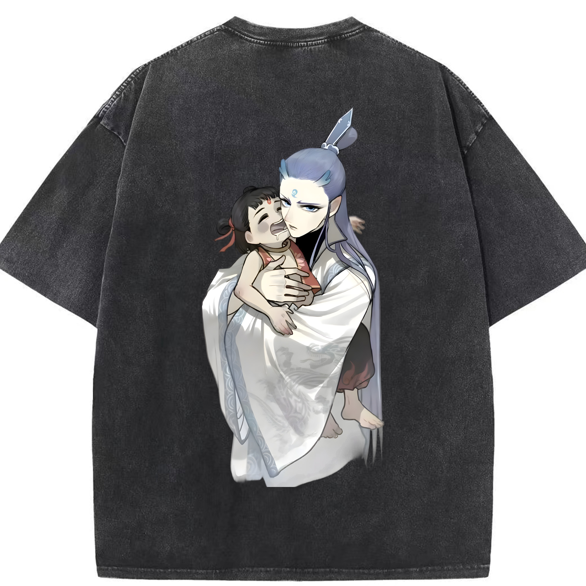 （画像用） Ne Zha 2 ナタ 魔童の大暴れ 綿100% ヴィンテージ風 半袖Tシャツ（背面プリント）