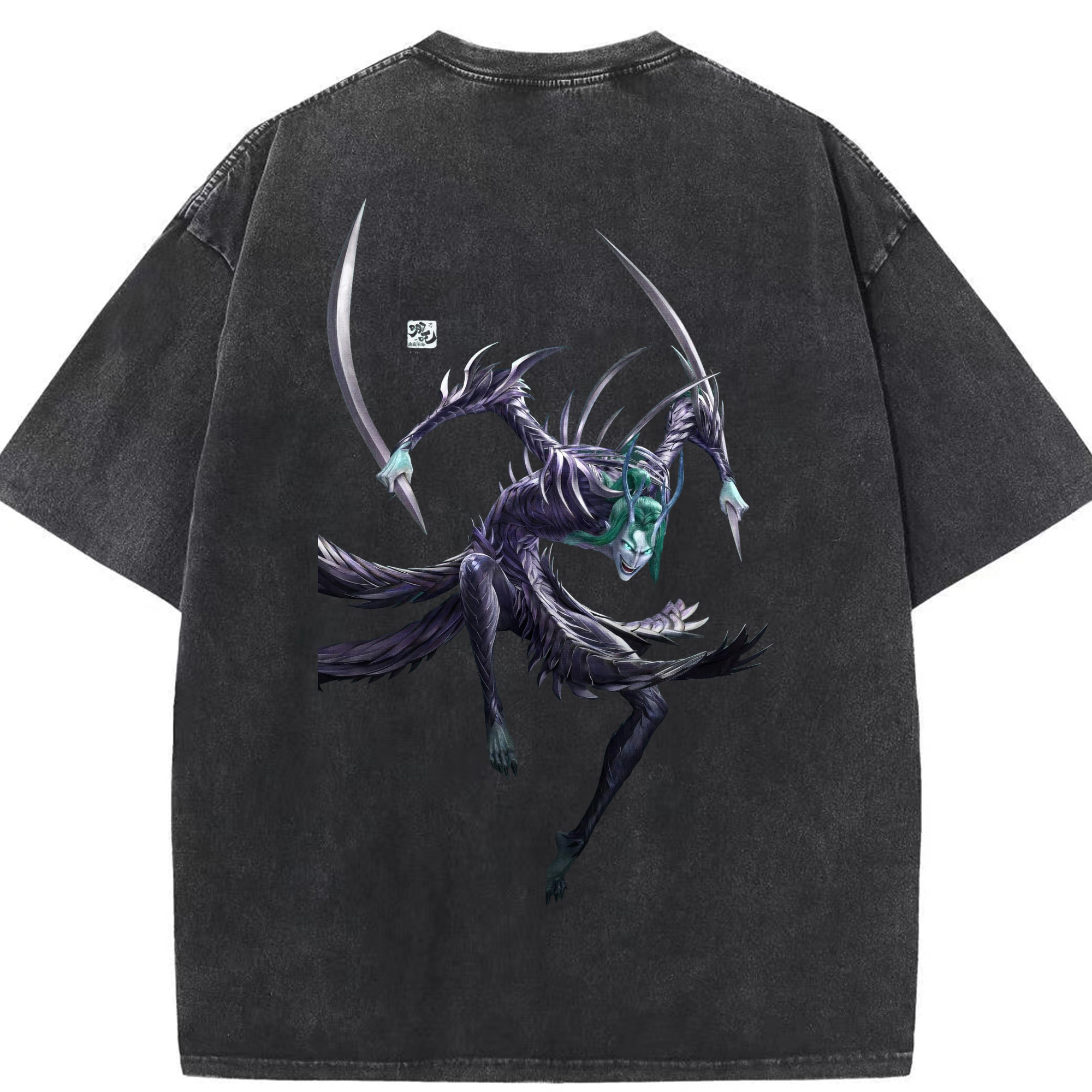 （画像用） Ne Zha 2 ナタ 魔童の大暴れ 綿100% ヴィンテージ風 半袖Tシャツ（背面プリント）