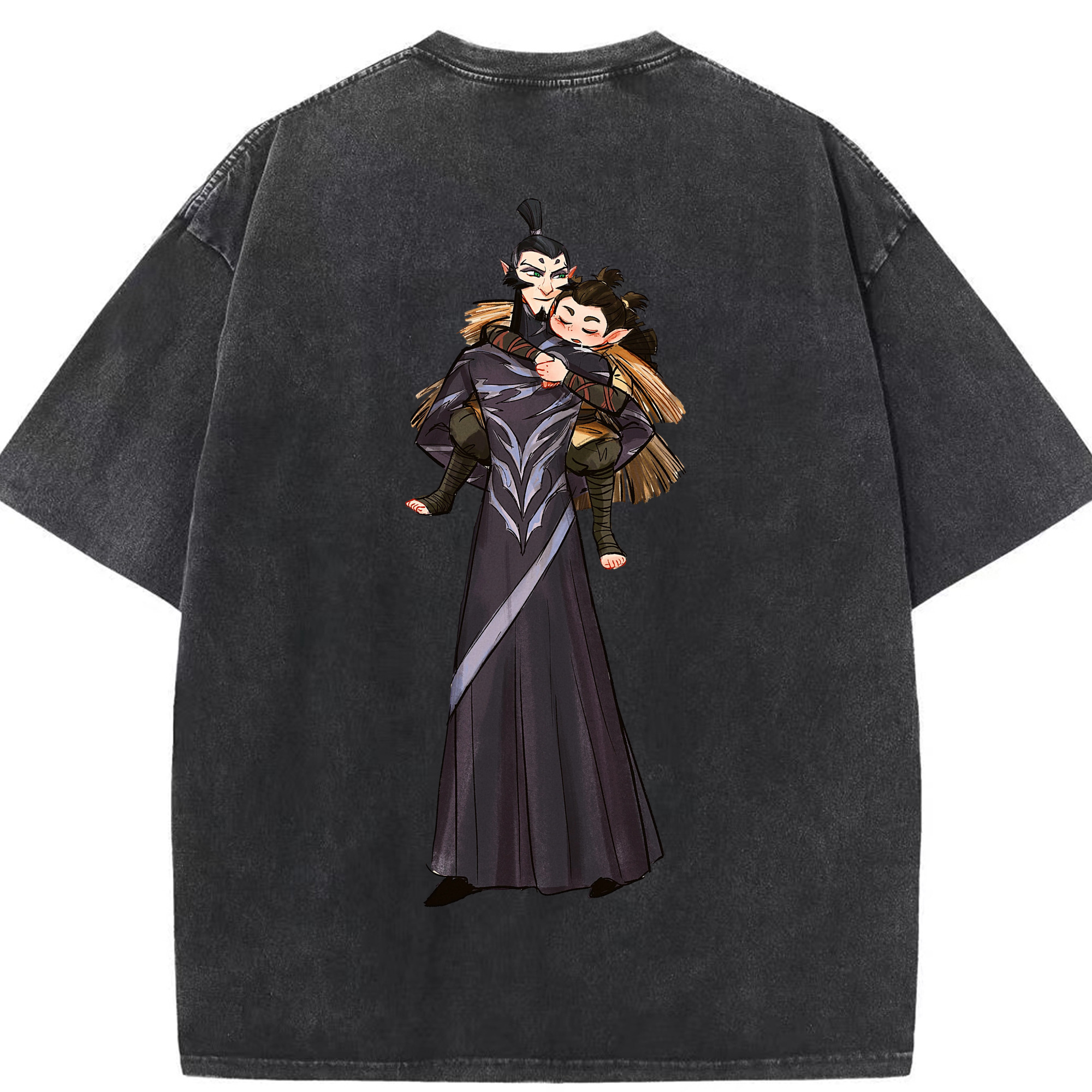 （画像用） Ne Zha 2 ナタ 魔童の大暴れ 綿100% ヴィンテージ風 半袖Tシャツ（背面プリント）