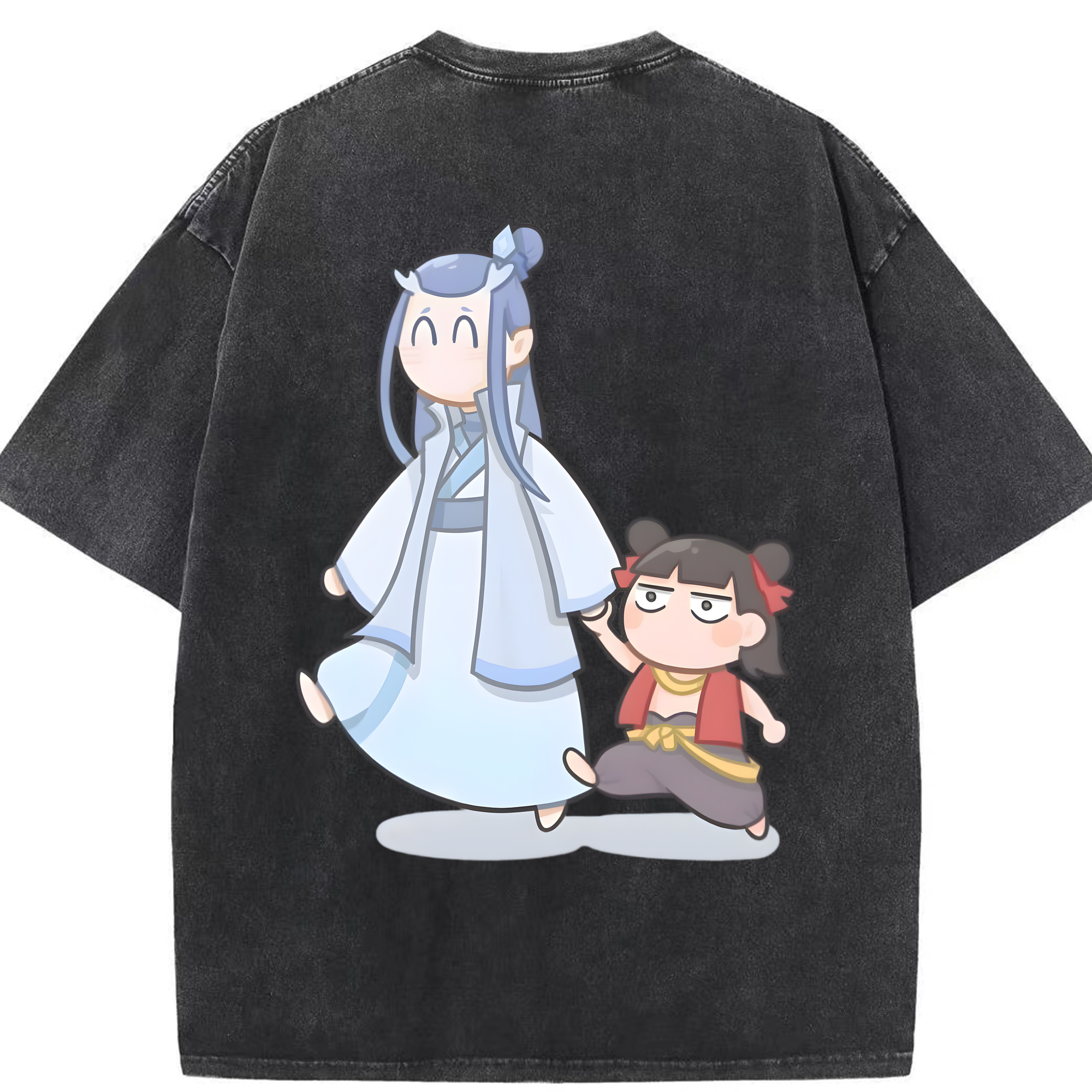 （画像用） Ne Zha 2 ナタ 魔童の大暴れ 綿100% ヴィンテージ風 半袖Tシャツ（背面プリント）