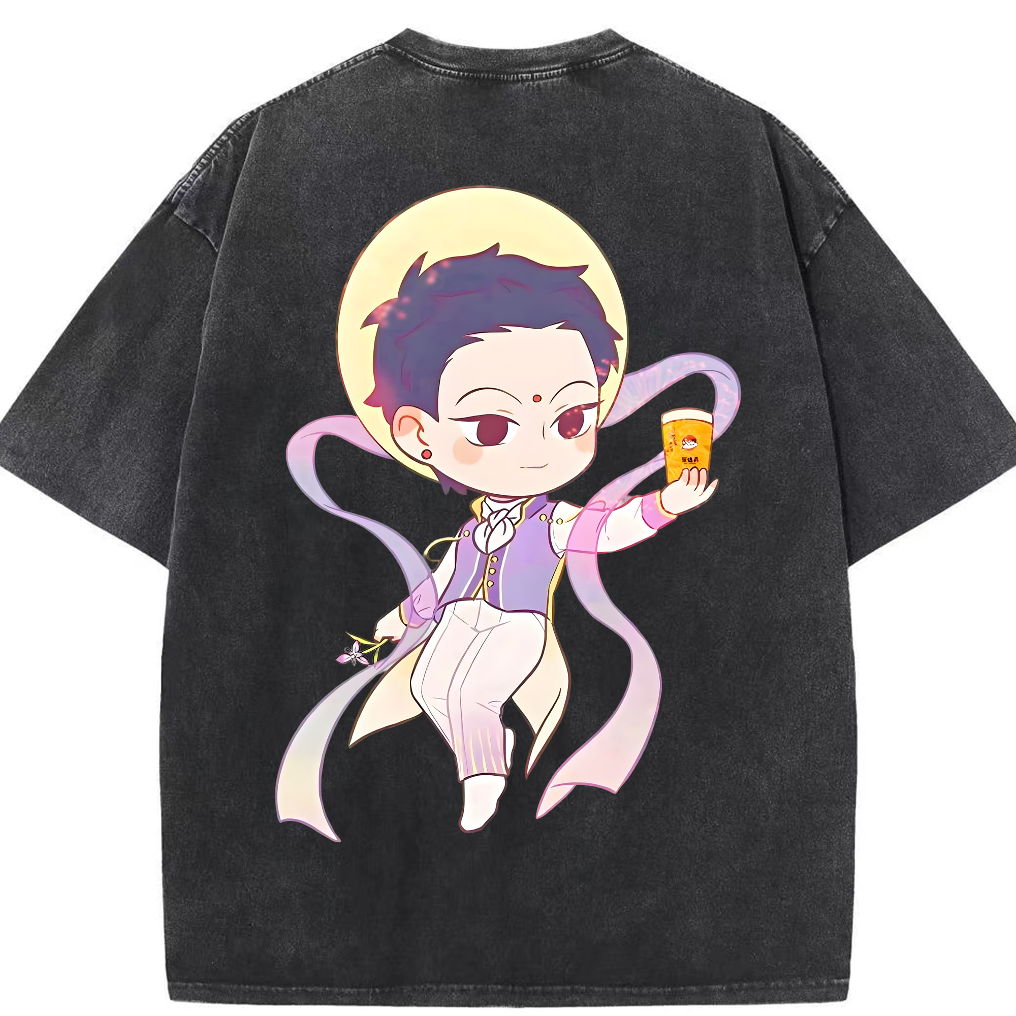 （画像用） Ne Zha 2 ナタ 魔童の大暴れ 綿100% ヴィンテージ風 半袖Tシャツ（背面プリント）