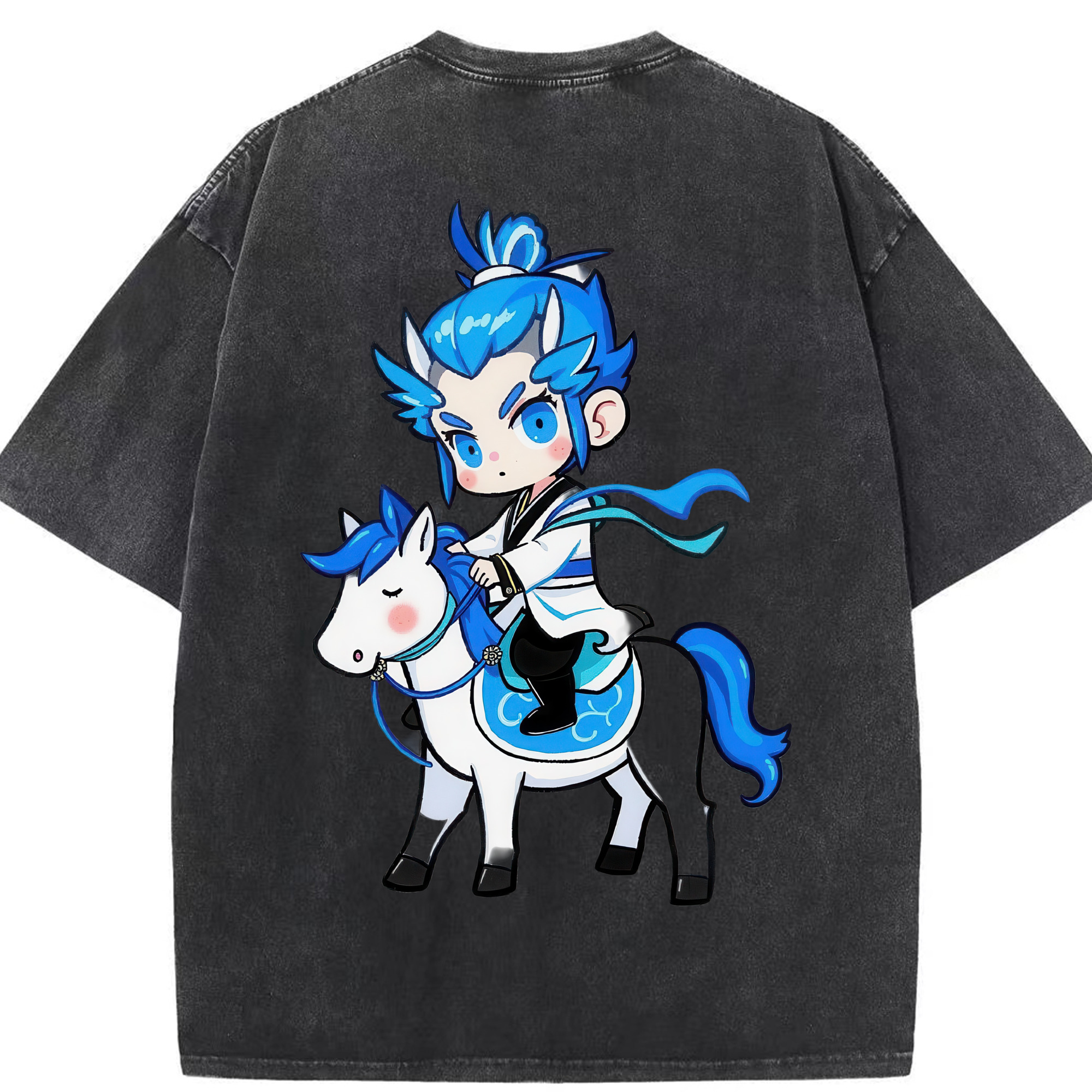 （画像用） Ne Zha 2 ナタ 魔童の大暴れ 綿100% ヴィンテージ風 半袖Tシャツ（背面プリント）