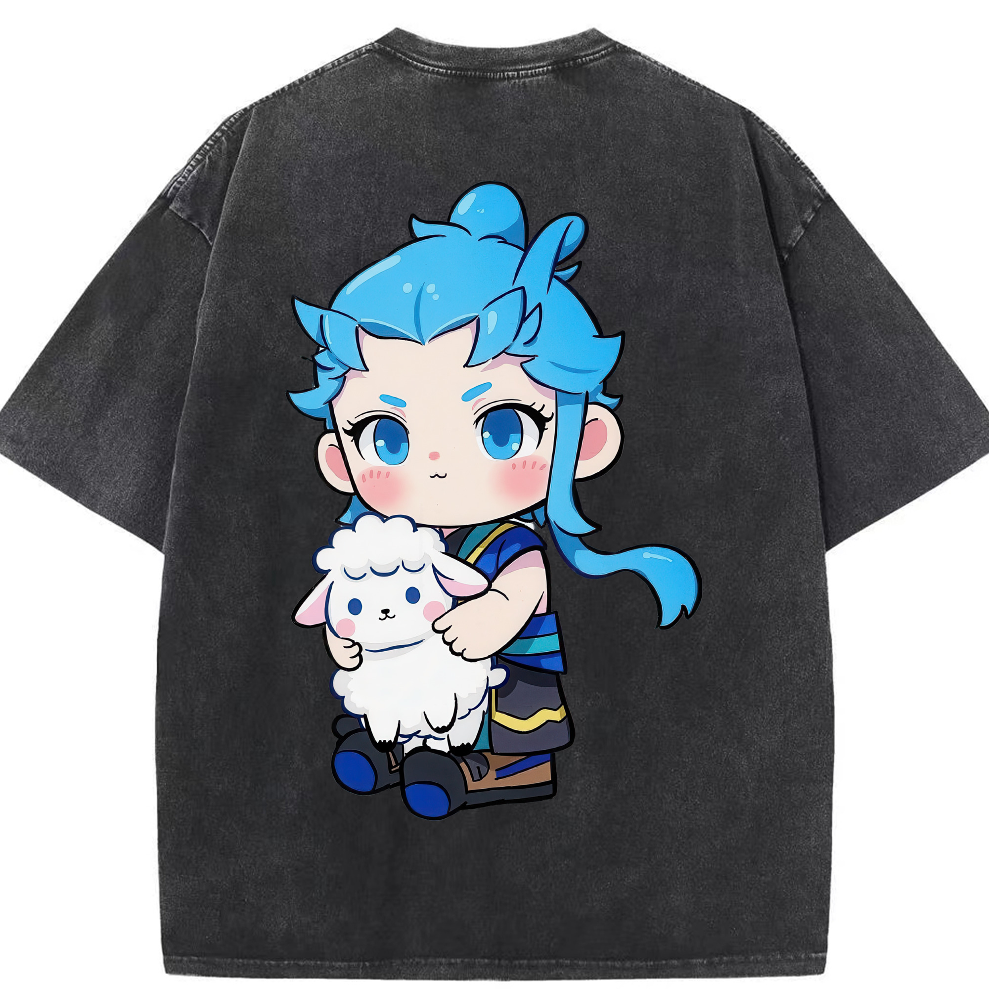 （画像用） Ne Zha 2 ナタ 魔童の大暴れ 綿100% ヴィンテージ風 半袖Tシャツ（背面プリント）