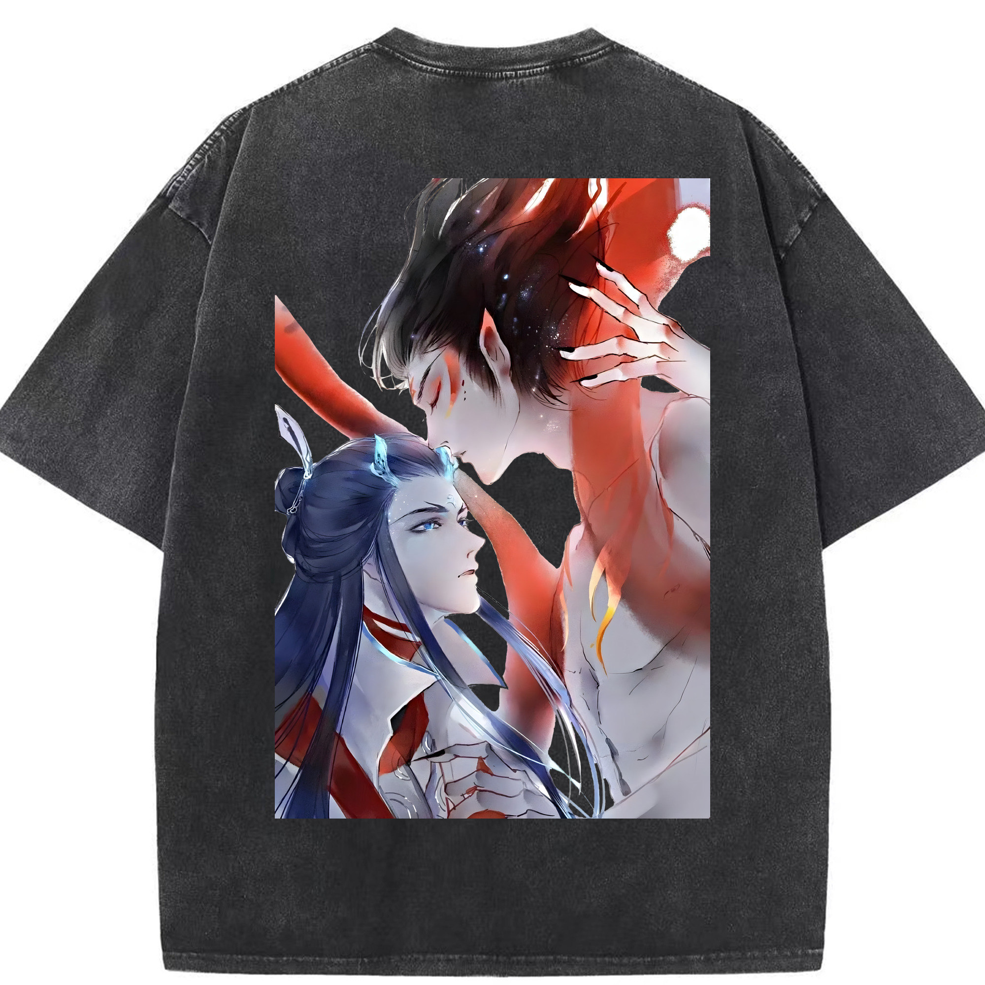 （画像用） Ne Zha 2 ナタ 魔童の大暴れ 綿100% ヴィンテージ風 半袖Tシャツ（背面プリント）
