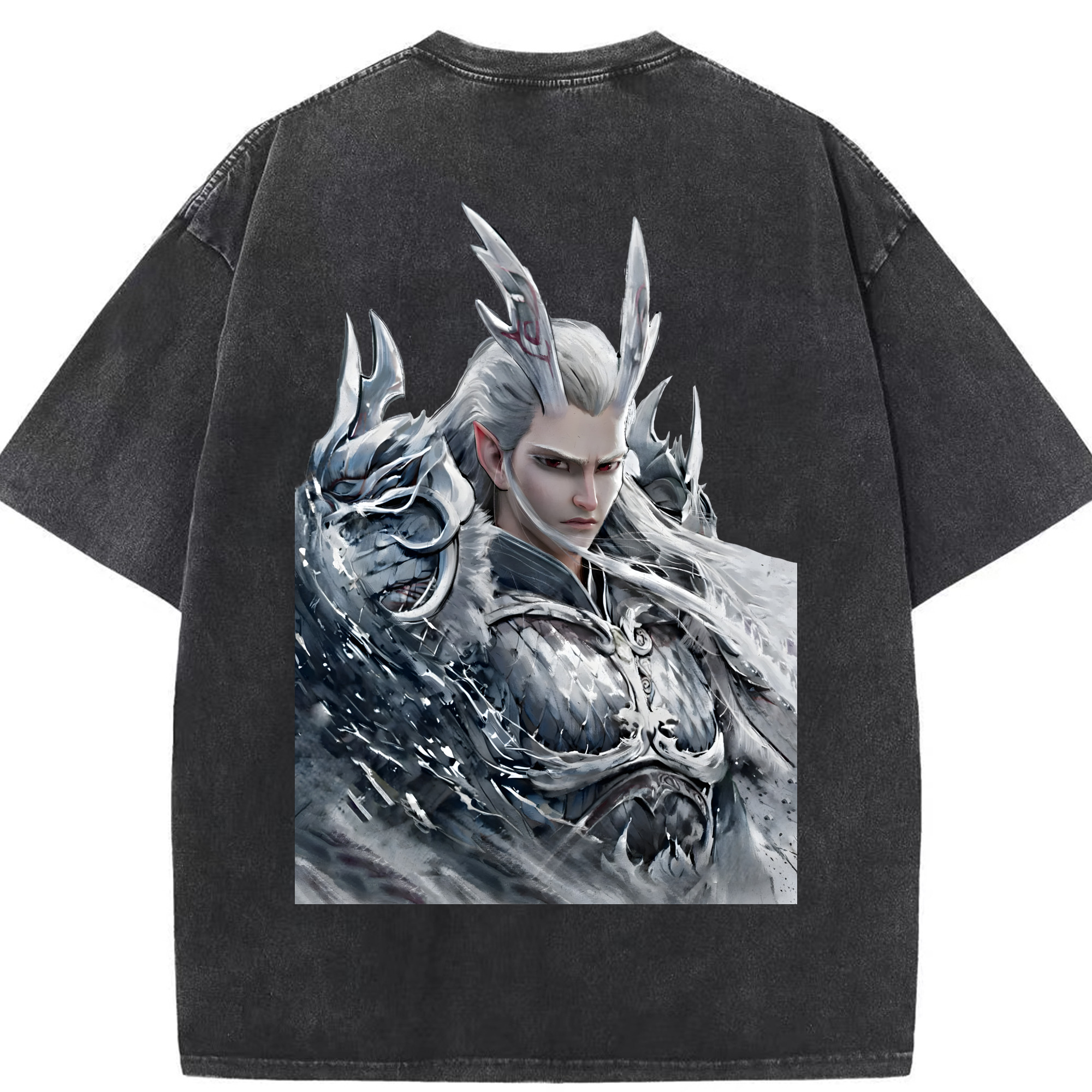 （画像用） Ne Zha 2 ナタ 魔童の大暴れ 綿100% ヴィンテージ風 半袖Tシャツ（背面プリント）