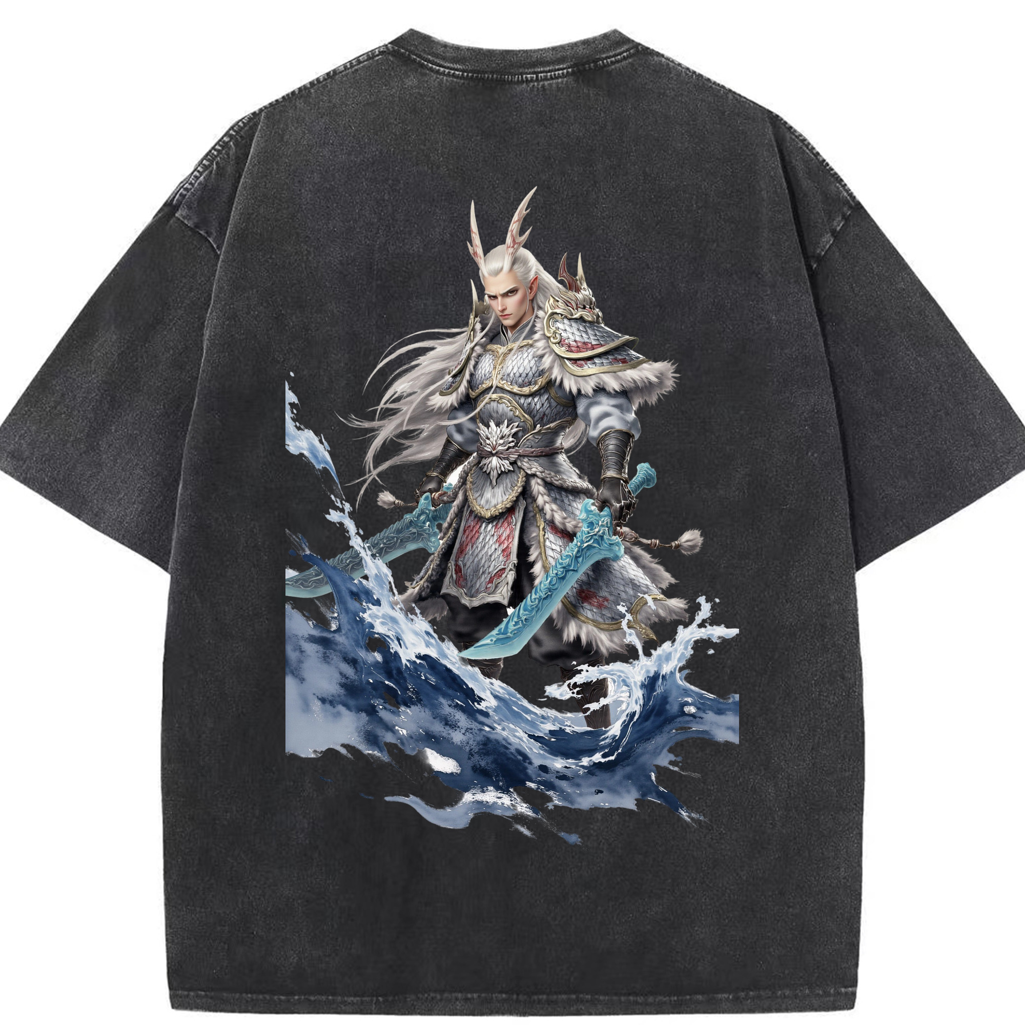 （画像用） Ne Zha 2 ナタ 魔童の大暴れ 綿100% ヴィンテージ風 半袖Tシャツ（背面プリント）