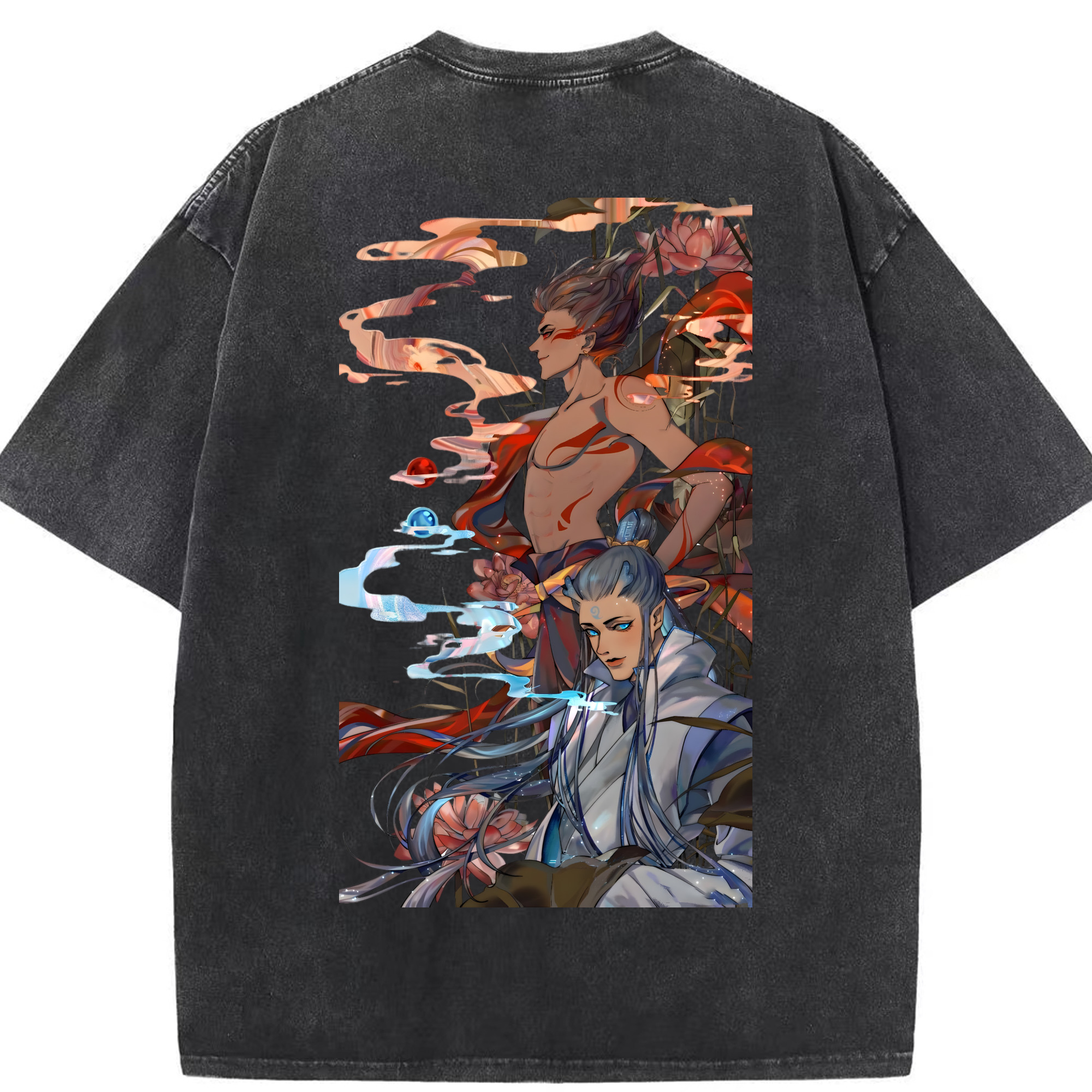 （画像用） Ne Zha 2 ナタ 魔童の大暴れ 綿100% ヴィンテージ風 半袖Tシャツ（背面プリント）