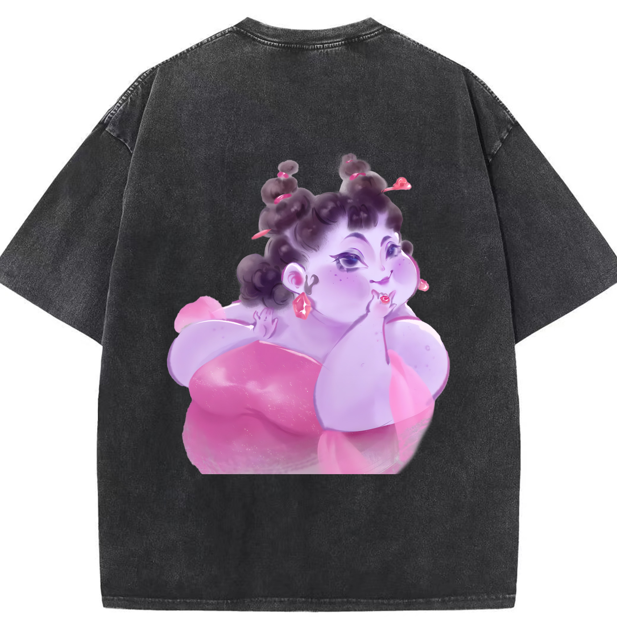 （画像用） Ne Zha 2 ナタ 魔童の大暴れ 綿100% ヴィンテージ風 半袖Tシャツ（背面プリント）