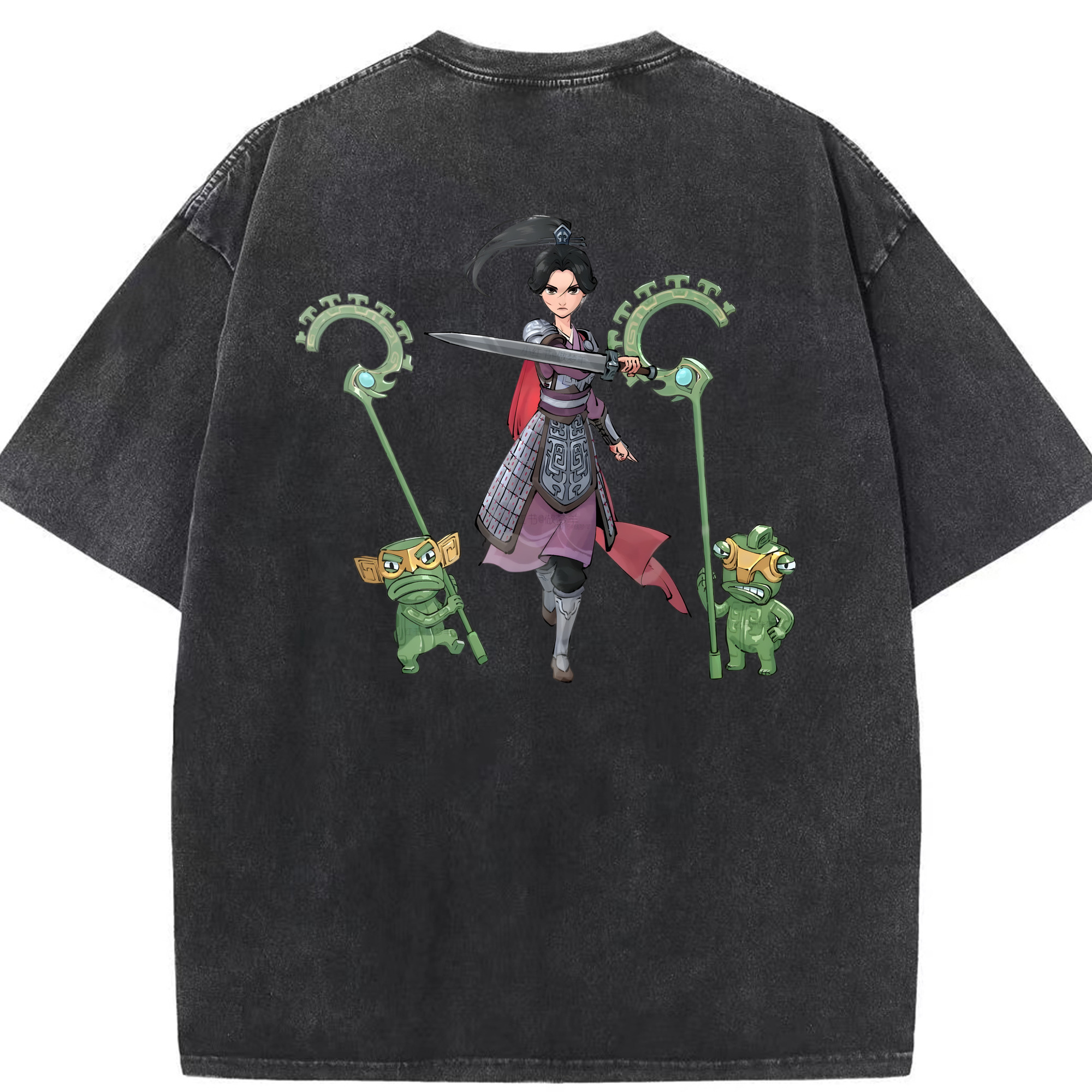 （画像用） Ne Zha 2 ナタ 魔童の大暴れ 綿100% ヴィンテージ風 半袖Tシャツ（背面プリント）