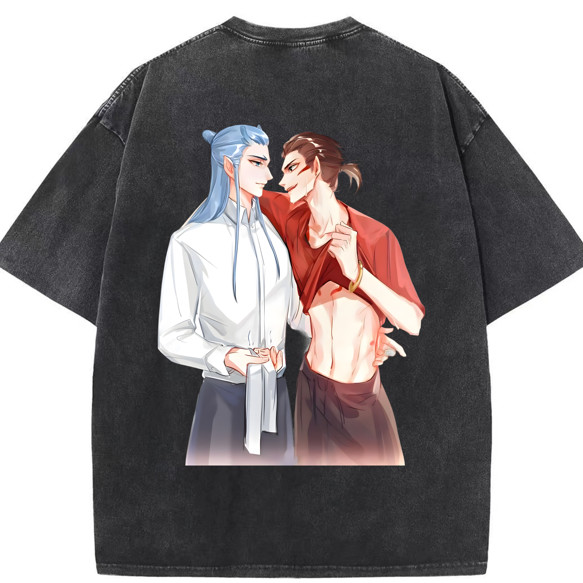 （画像用） Ne Zha 2 ナタ 魔童の大暴れ 綿100% ヴィンテージ風 半袖Tシャツ（背面プリント）
