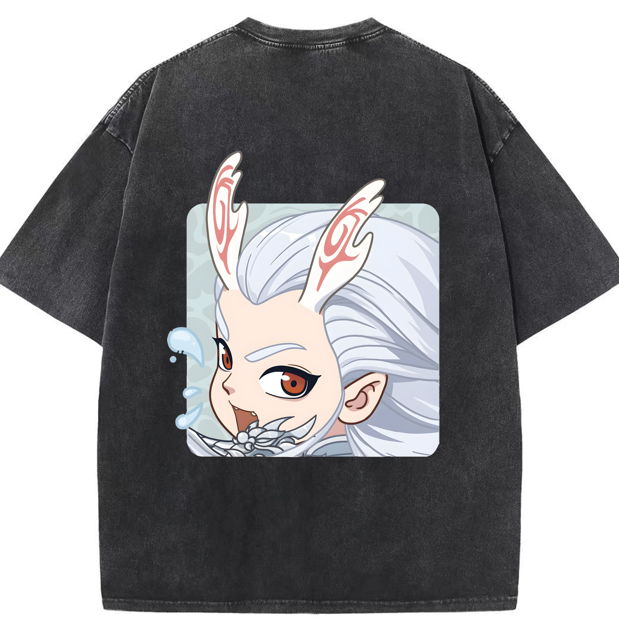 （画像用） Ne Zha 2 ナタ 魔童の大暴れ 綿100% ヴィンテージ風 半袖Tシャツ（背面プリント）