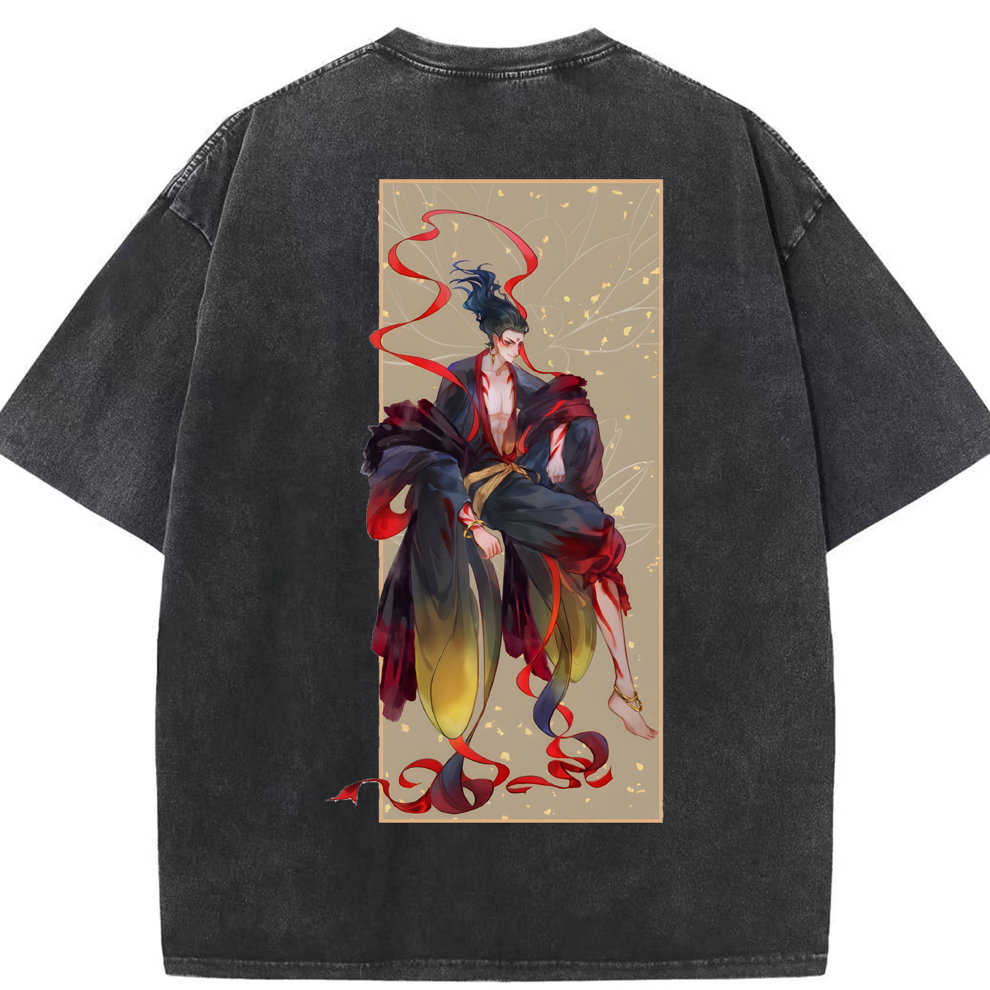 （画像用） Ne Zha 2 ナタ 魔童の大暴れ 綿100% ヴィンテージ風 半袖Tシャツ（背面プリント）