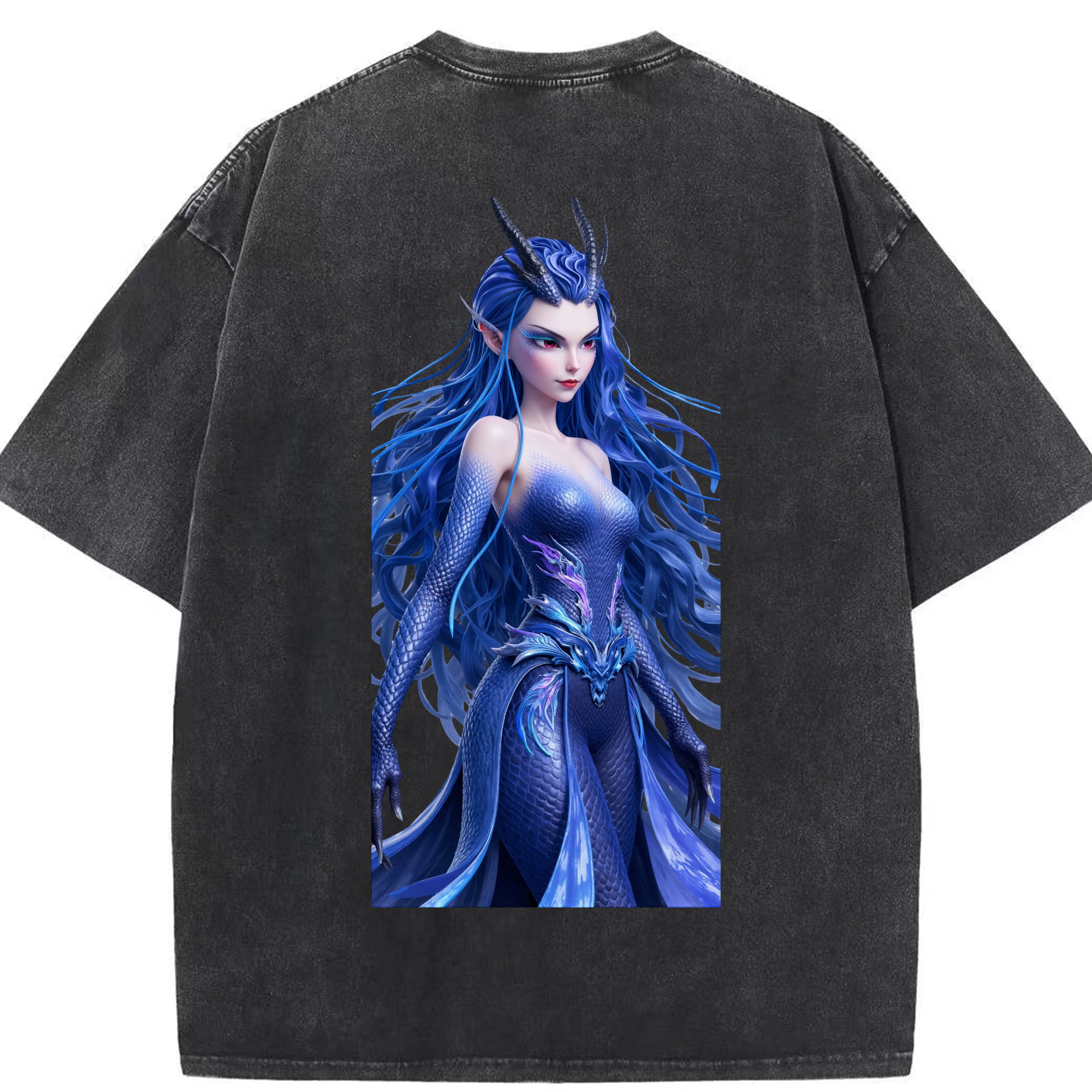 （画像用） Ne Zha 2 ナタ 魔童の大暴れ 綿100% ヴィンテージ風 半袖Tシャツ（背面プリント）