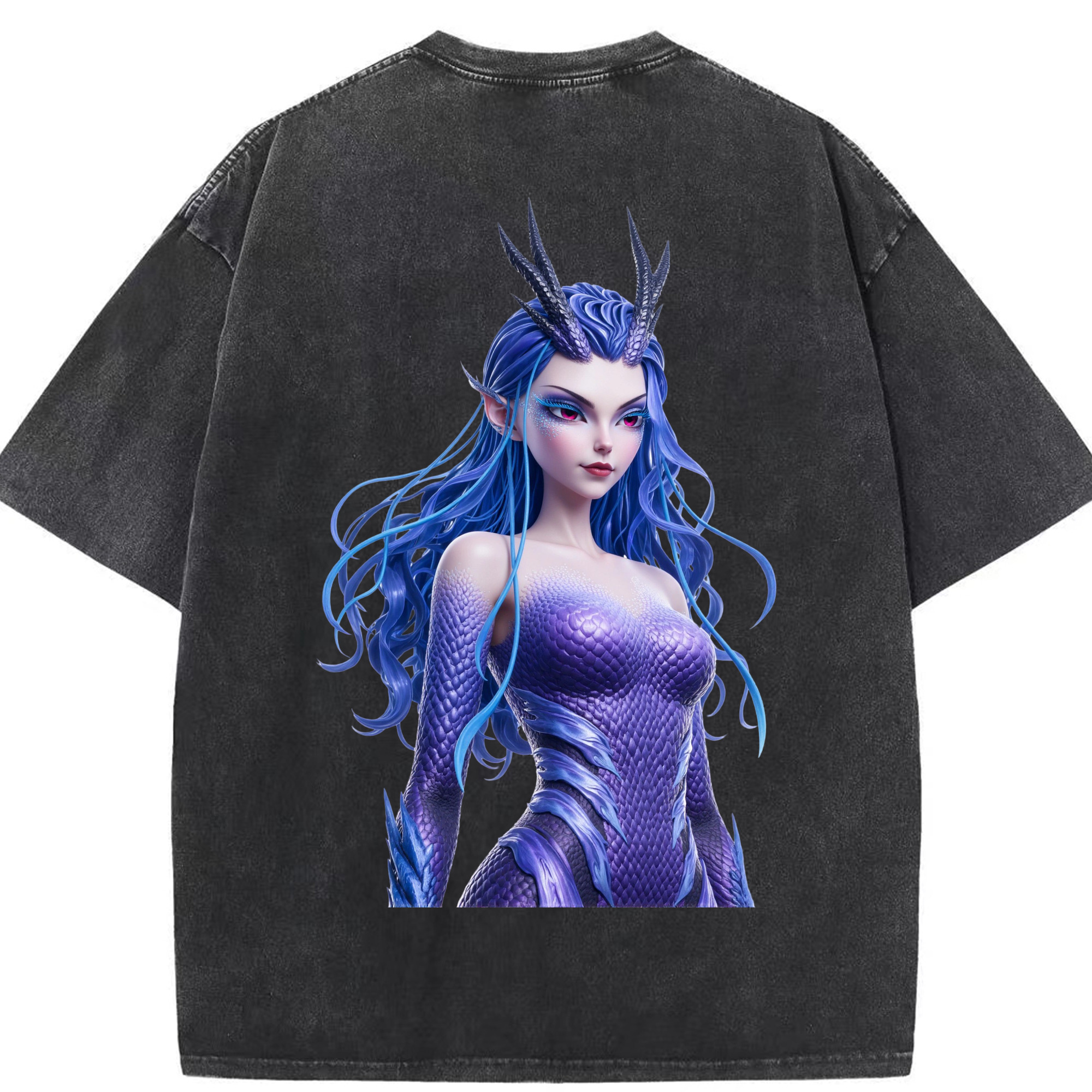 （画像用） Ne Zha 2 ナタ 魔童の大暴れ 綿100% ヴィンテージ風 半袖Tシャツ（背面プリント）