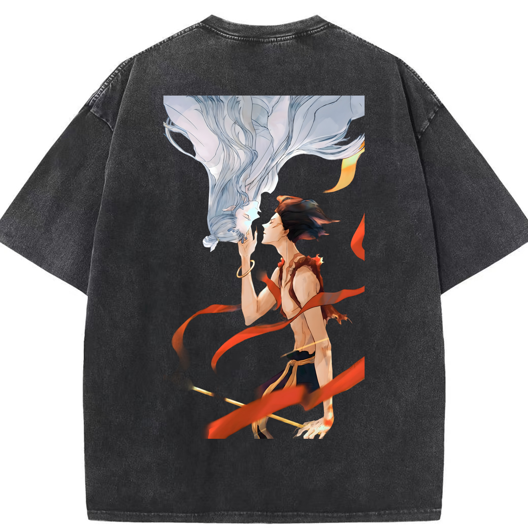 （画像用） Ne Zha 2 ナタ 魔童の大暴れ 綿100% ヴィンテージ風 半袖Tシャツ（背面プリント）