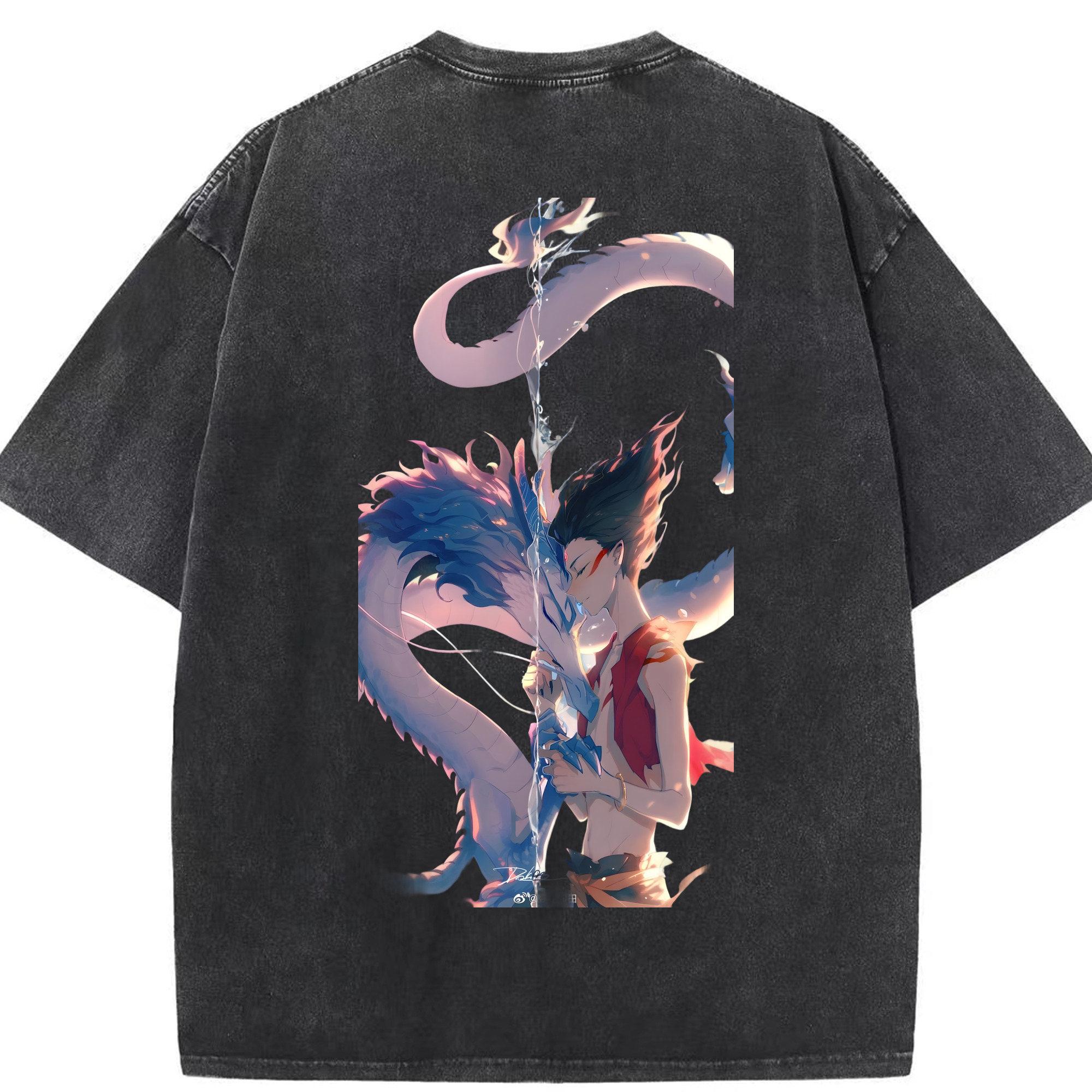 （画像用） Ne Zha 2 ナタ 魔童の大暴れ 綿100% ヴィンテージ風 半袖Tシャツ（背面プリント）