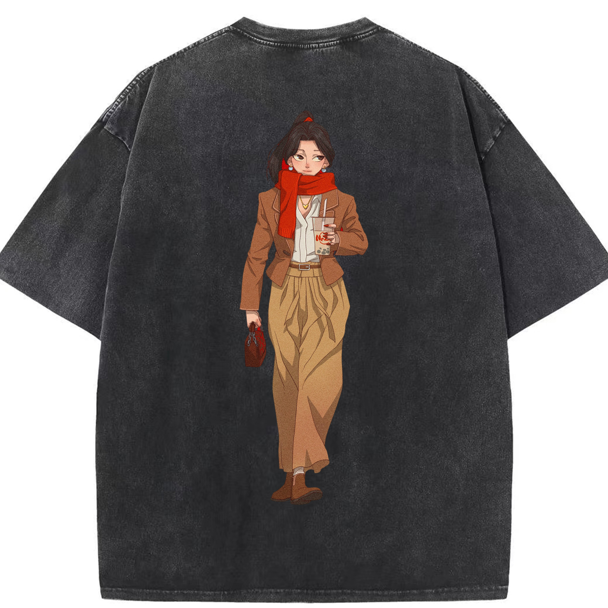 （画像用） Ne Zha 2 ナタ 魔童の大暴れ 綿100% ヴィンテージ風 半袖Tシャツ（背面プリント）
