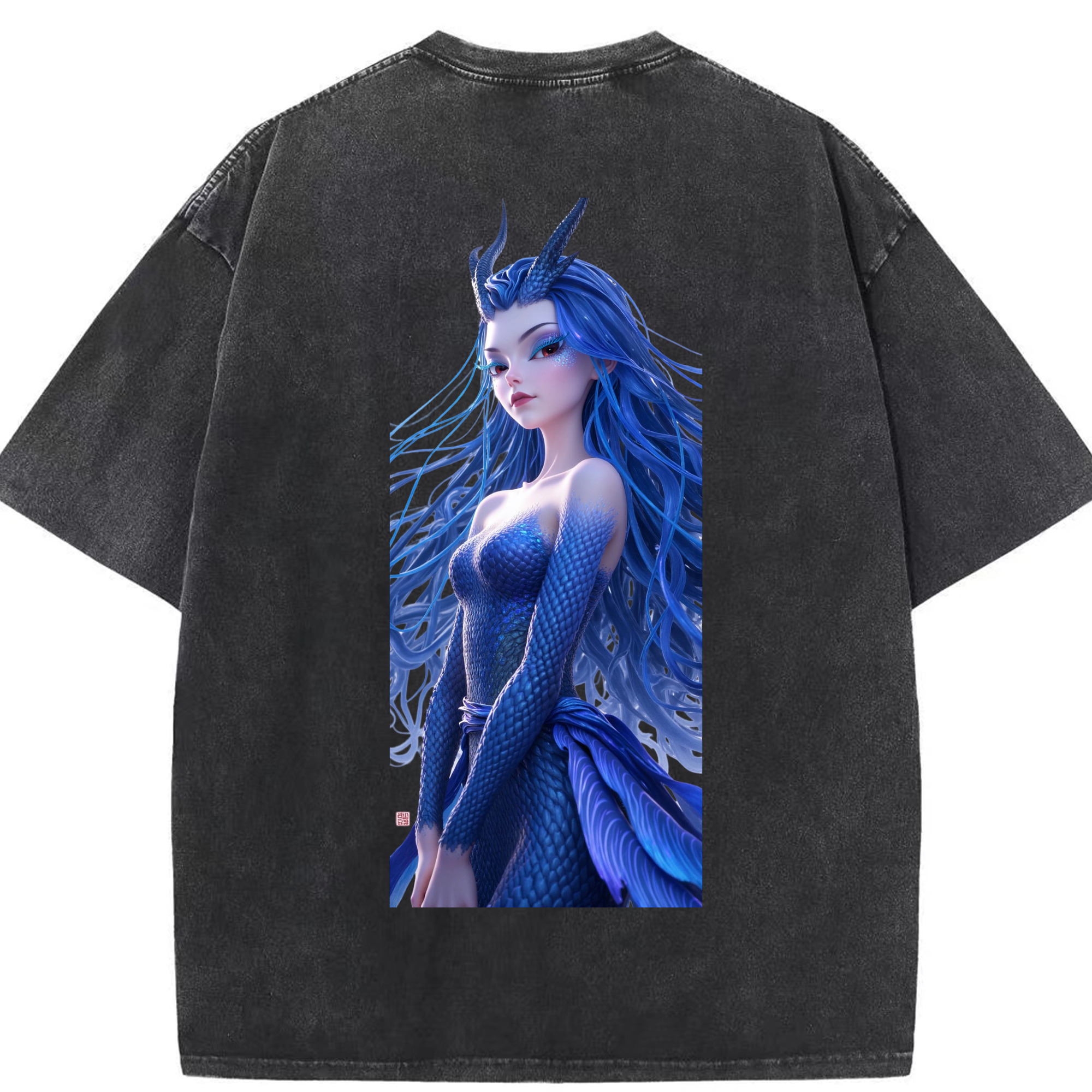 （画像用） Ne Zha 2 ナタ 魔童の大暴れ 綿100% ヴィンテージ風 半袖Tシャツ（背面プリント）