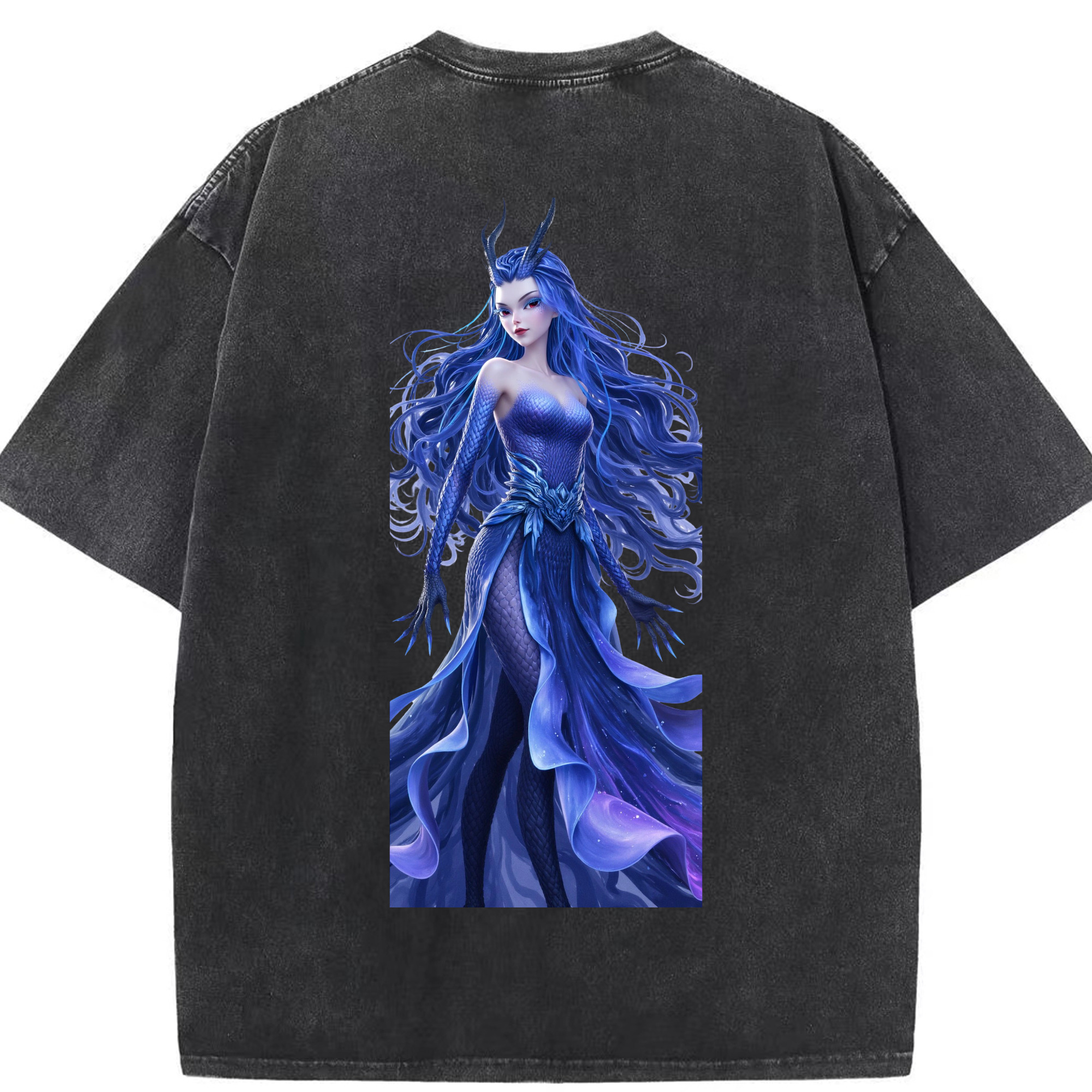 （画像用） Ne Zha 2 ナタ 魔童の大暴れ 綿100% ヴィンテージ風 半袖Tシャツ（背面プリント）